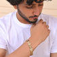 VOJ Men Gold-Toned Stainless Steel Grid Pattern Chain Bracelet - Swadesiicart