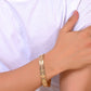 VOJ Men Gold-Toned Stainless Steel Grid Pattern Chain Bracelet - Swadesiicart