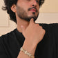 VOJ Men's Gold-Toned Textured Tungsten Steel Magnetic Bracelet - Swadesiicart