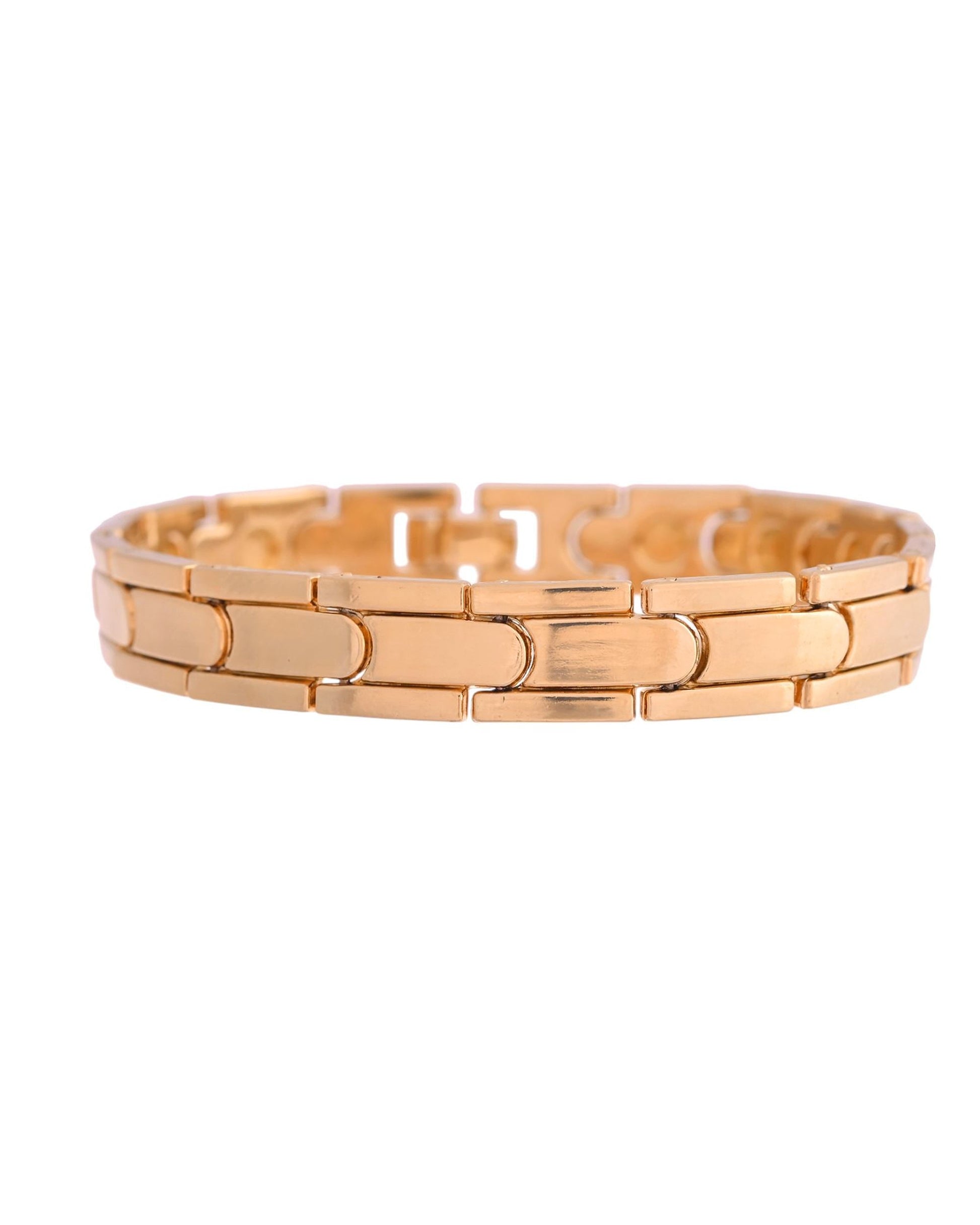 VOJ Classic Gold-Toned Stainless Steel Power Element Bracelet - Swadesiicart