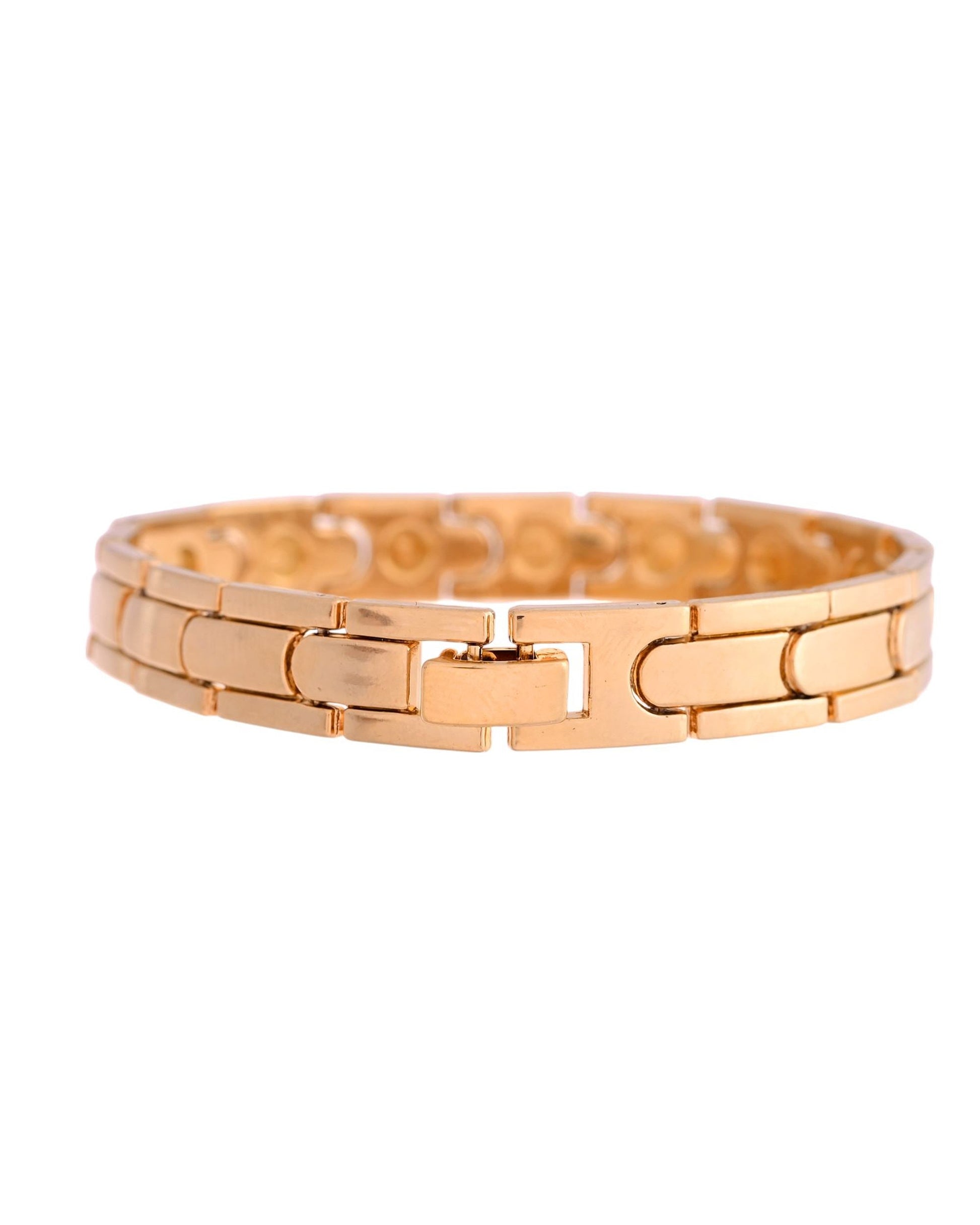 VOJ Classic Gold-Toned Stainless Steel Power Element Bracelet - Swadesiicart
