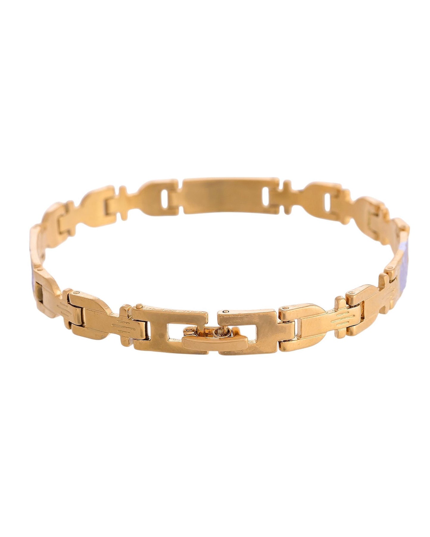 VOJ Men's Elegant Two-Tone Gold & Silver Link Bracelet - Swadesiicart