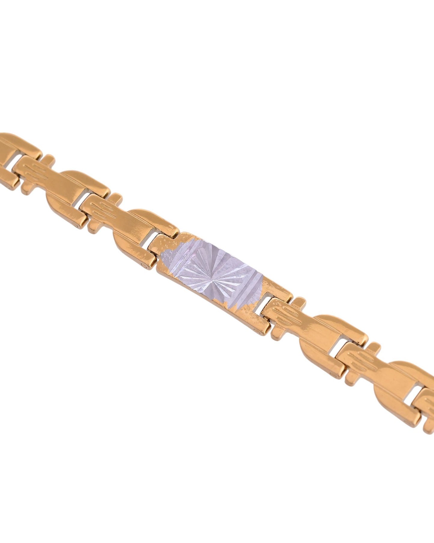 VOJ Men's Elegant Two-Tone Gold & Silver Link Bracelet - Swadesiicart