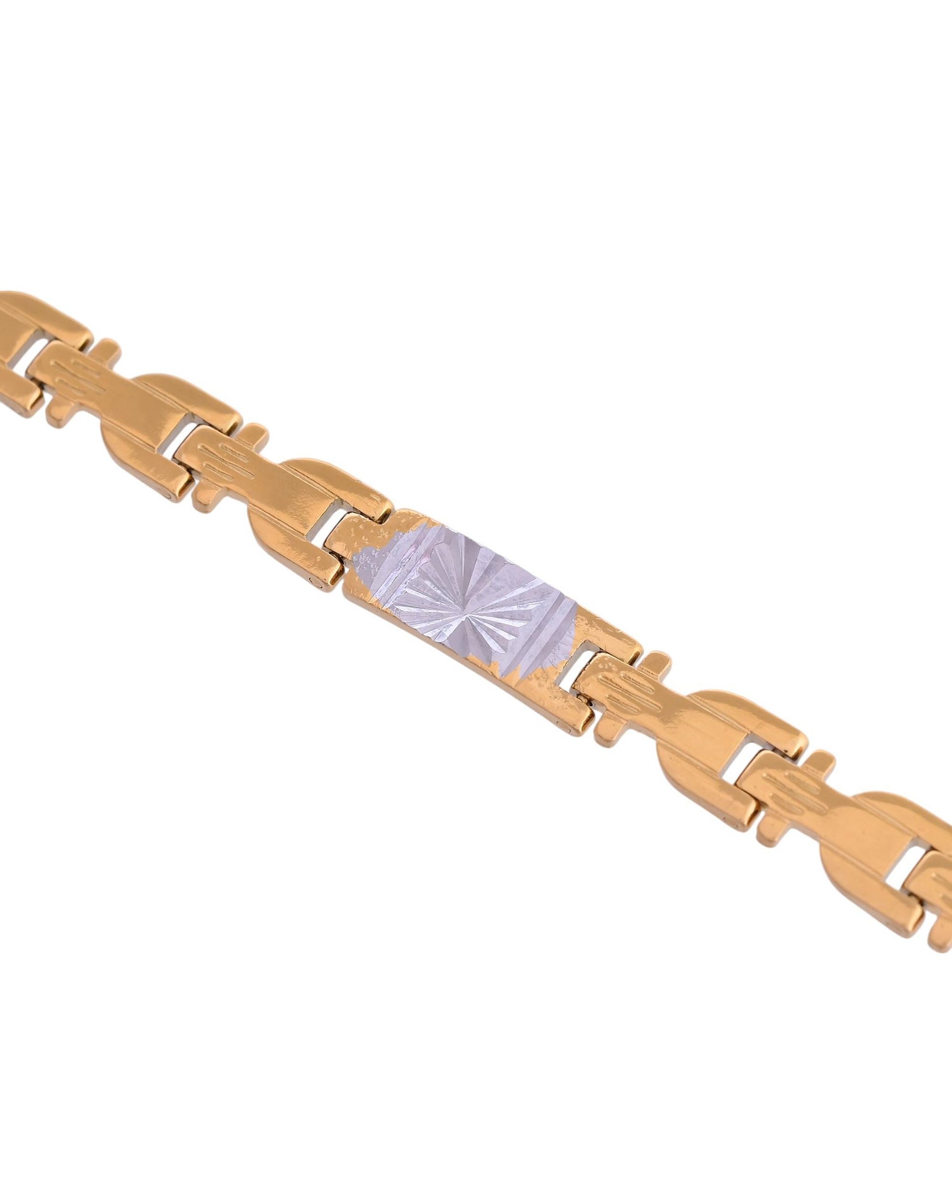 VOJ Men's Elegant Two-Tone Gold & Silver Link Bracelet - Swadesiicart