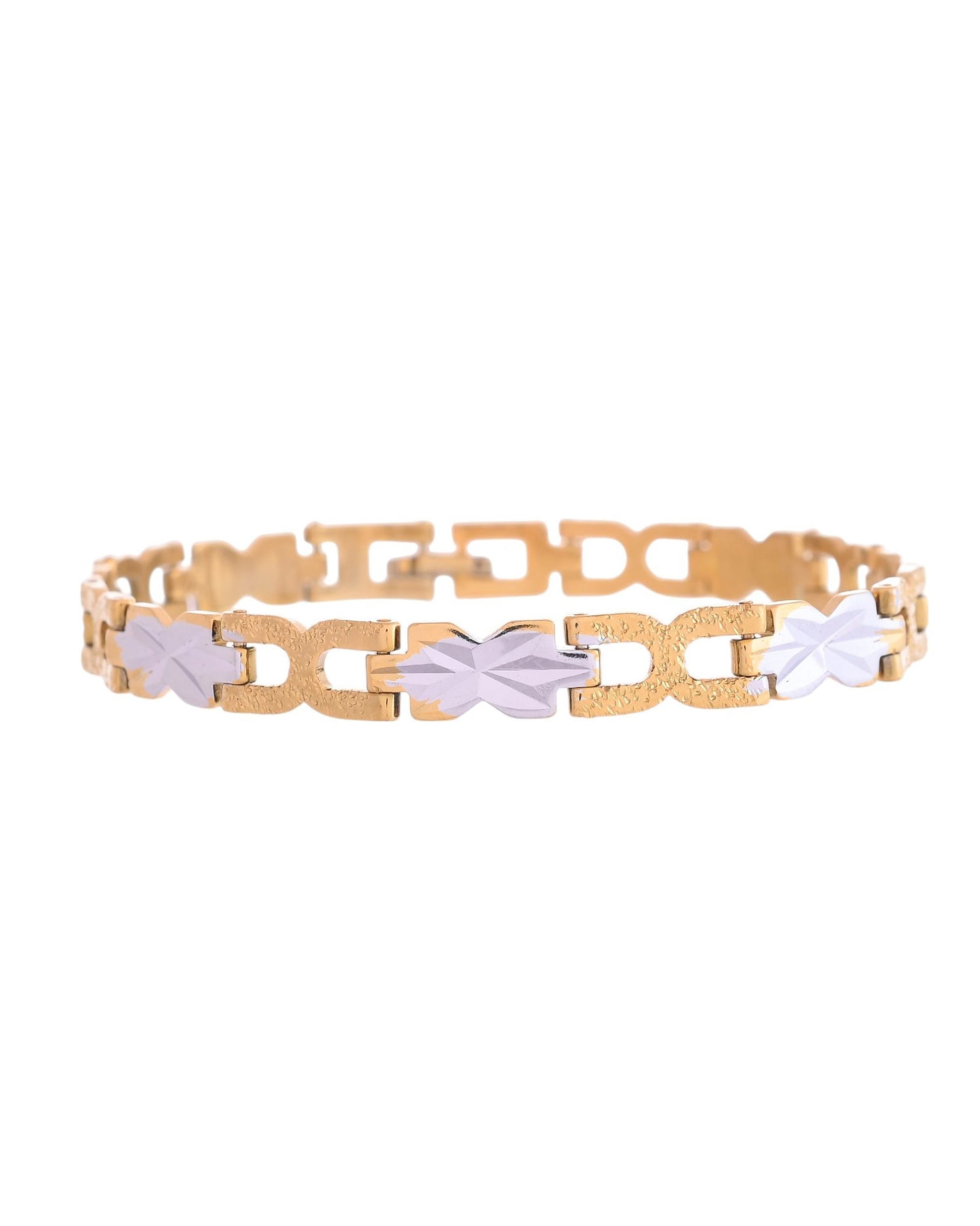 VOJ Men Gold Polished & Silver-Toned Exquisite Alloy Link Bracelet - Swadesiicart