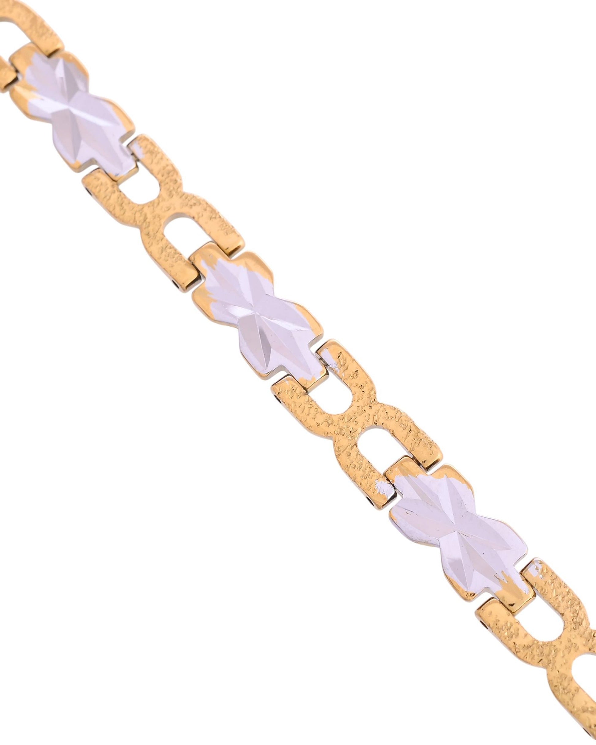 VOJ Men Gold Polished & Silver-Toned Exquisite Alloy Link Bracelet - Swadesiicart