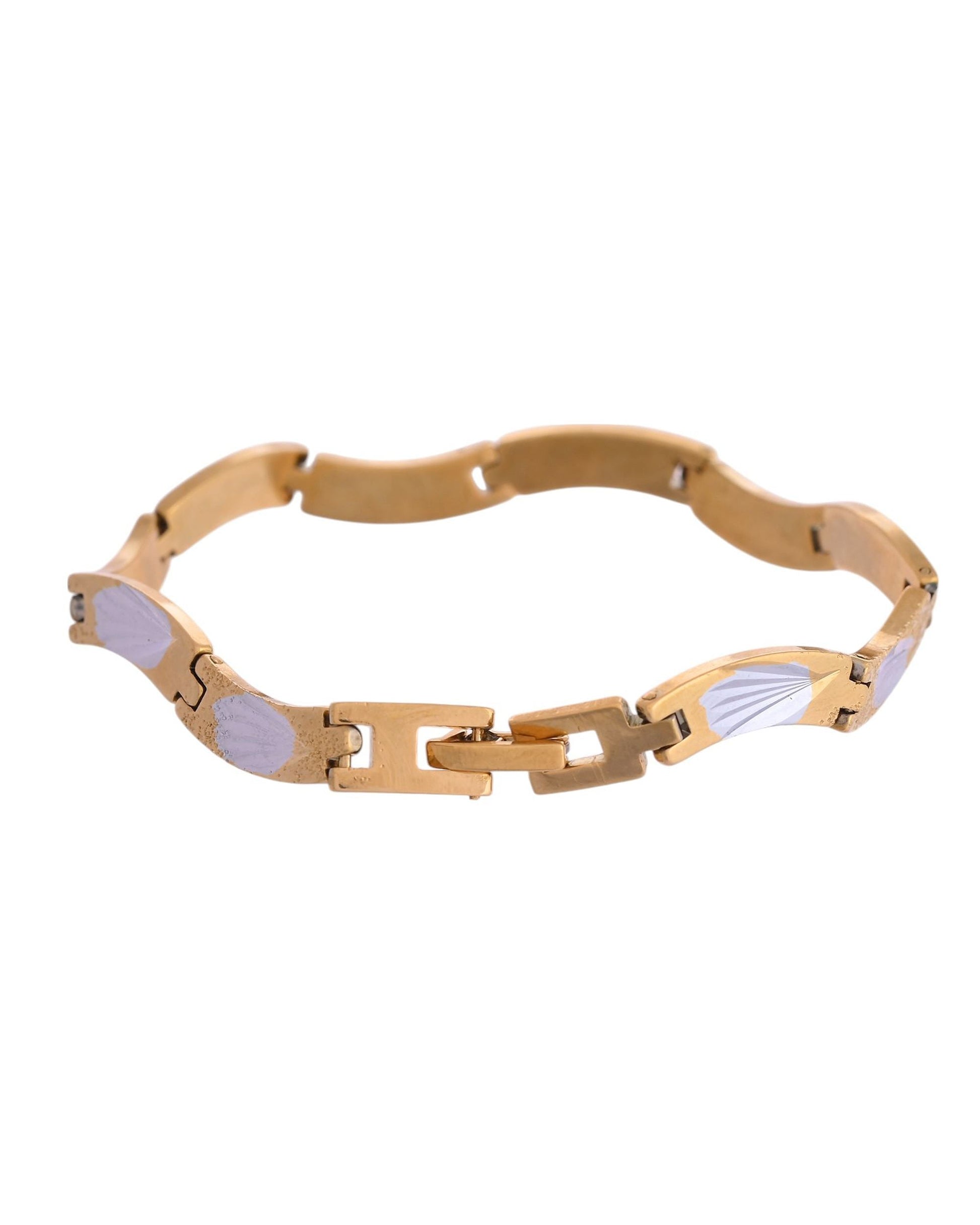 VOJ Men Gold Polished & Silver-Toned Exquisite Waved Linked Bracelet - Swadesiicart