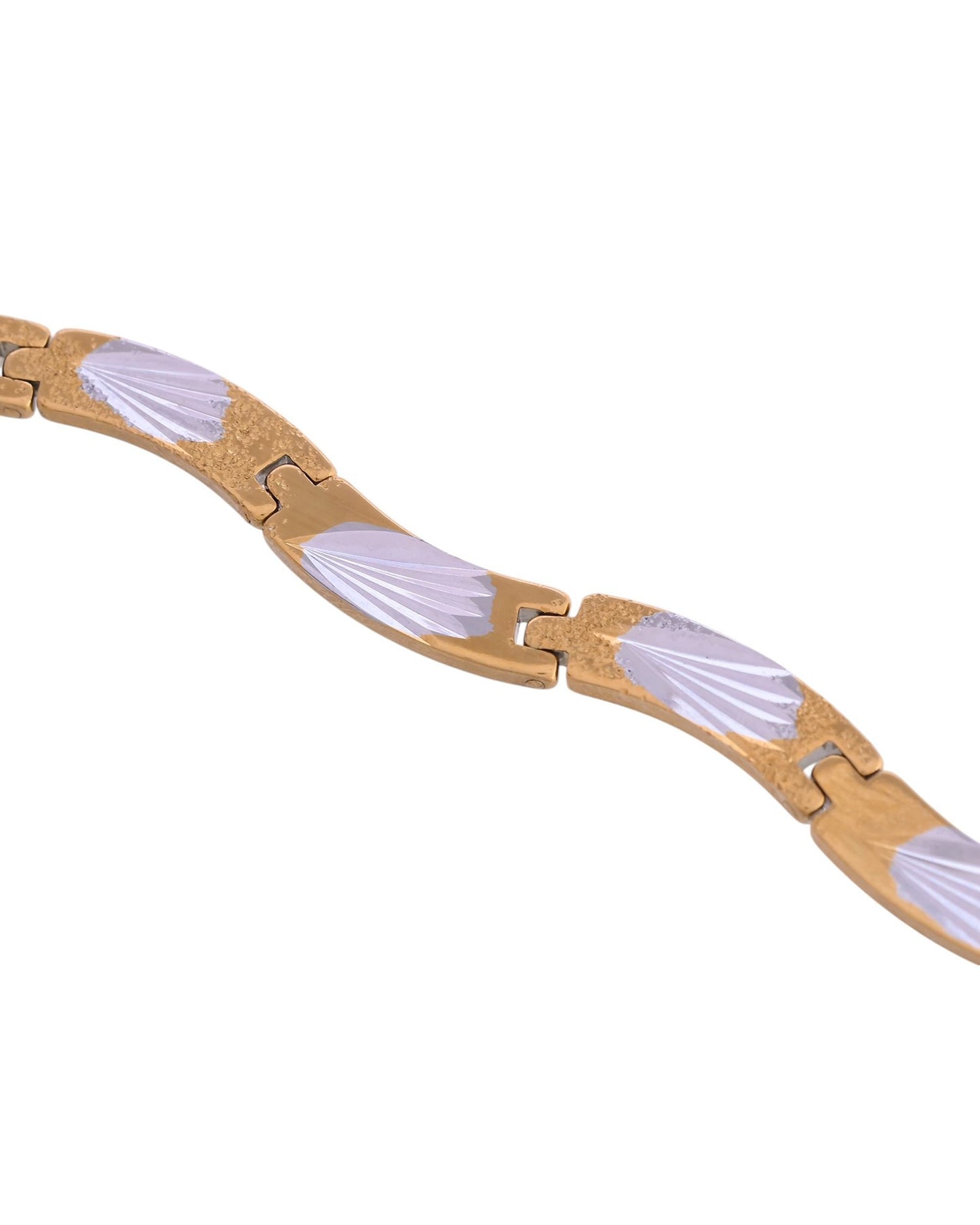 VOJ Men Gold Polished & Silver-Toned Exquisite Waved Linked Bracelet - Swadesiicart