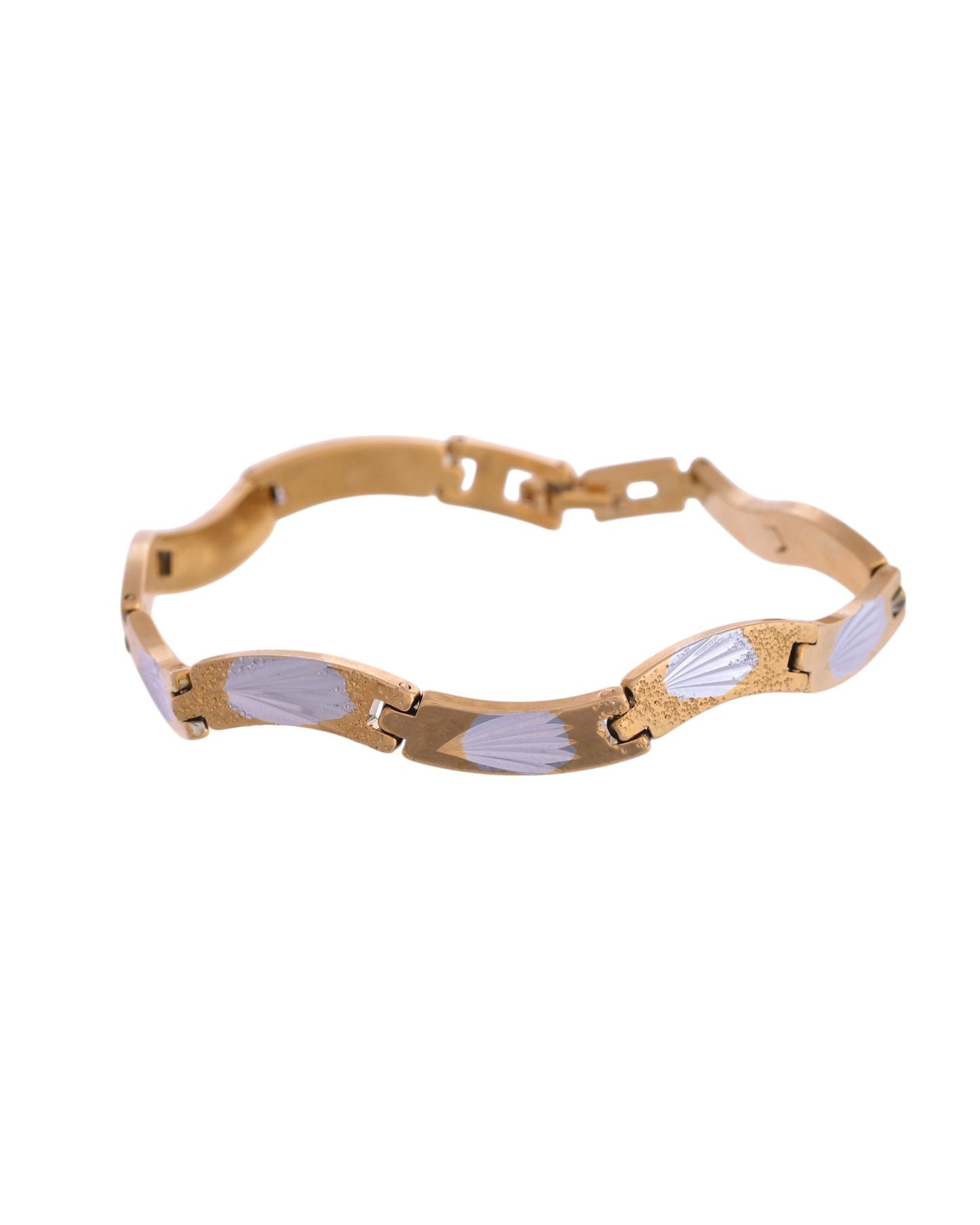 VOJ Men Gold Polished & Silver-Toned Exquisite Waved Linked Bracelet - Swadesiicart