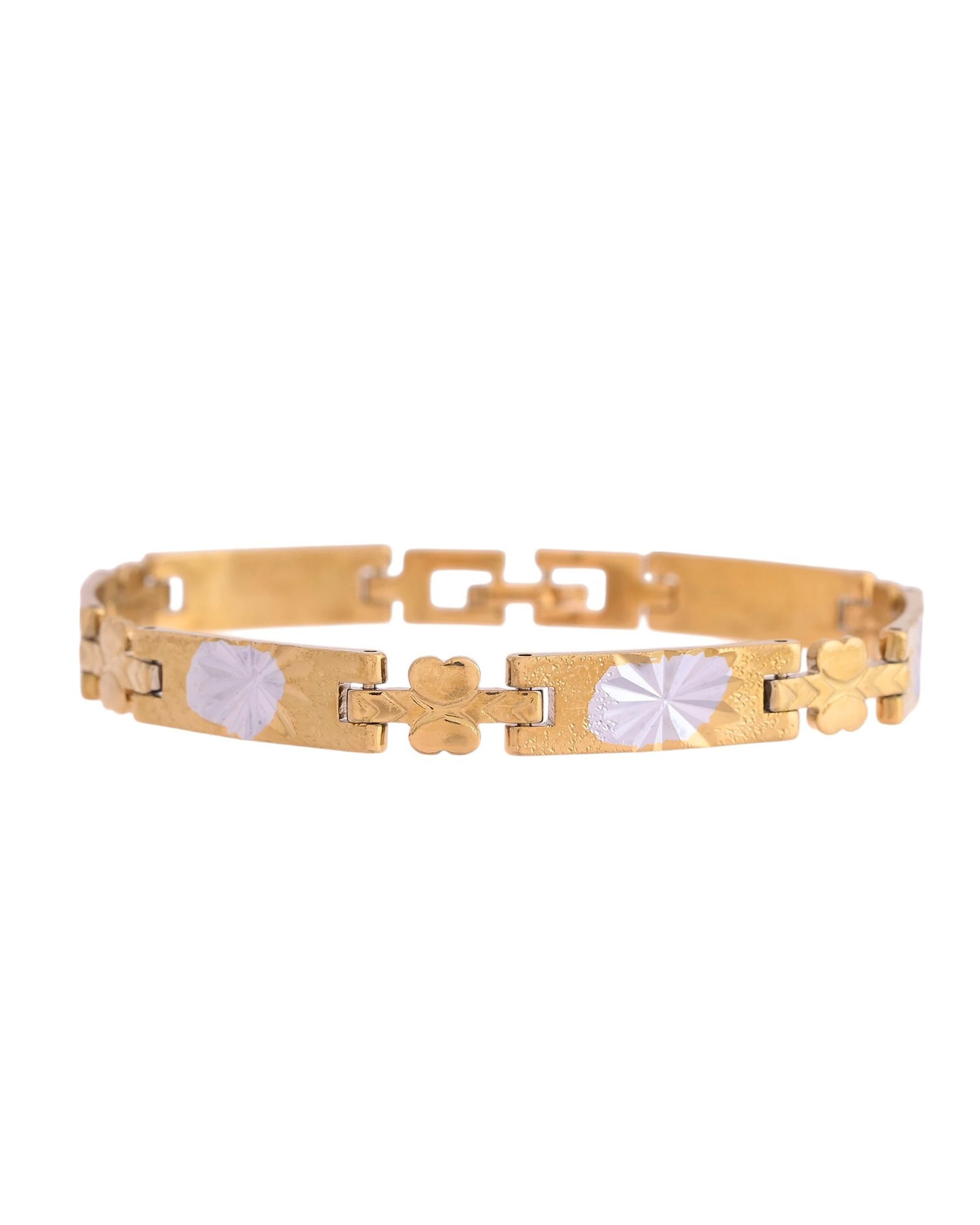 VOJ Men's Double Toned Stainless Steel Textural Linked Bracelet - Swadesiicart