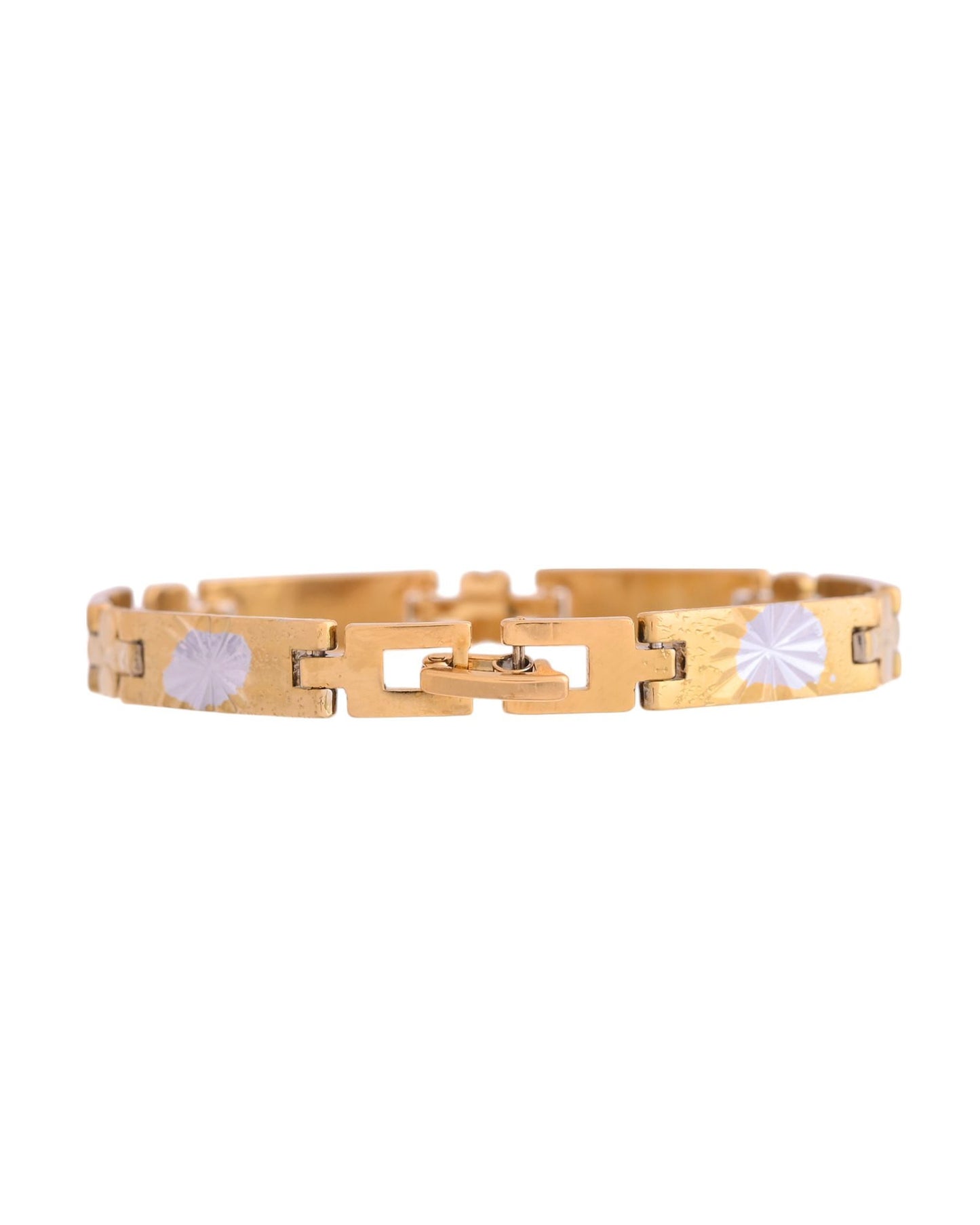 VOJ Men's Double Toned Stainless Steel Textural Linked Bracelet - Swadesiicart