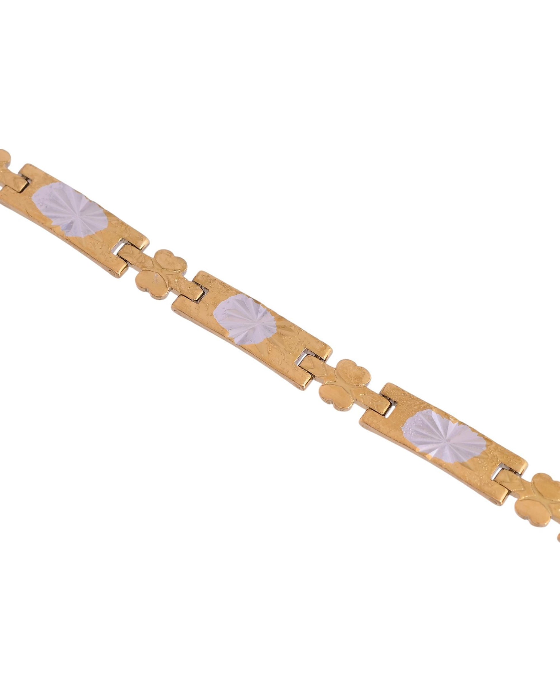 VOJ Men's Double Toned Stainless Steel Textural Linked Bracelet - Swadesiicart