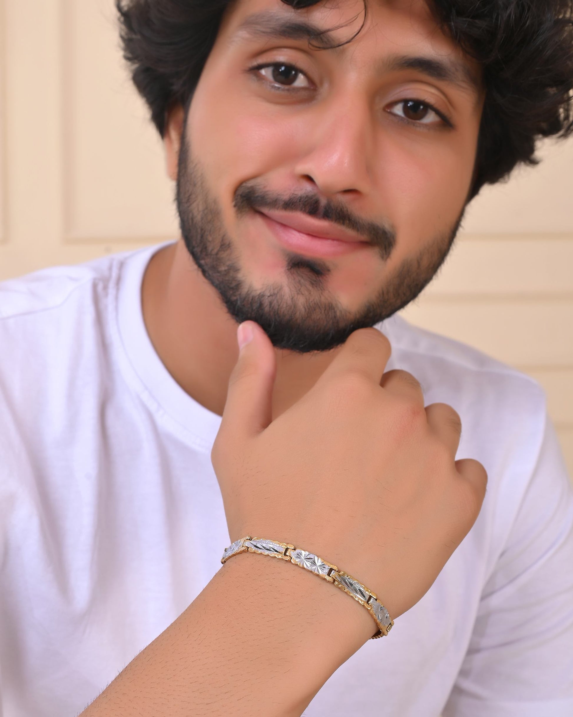 VOJ Men's Double Toned Textural Linked Bracelet - Swadesiicart