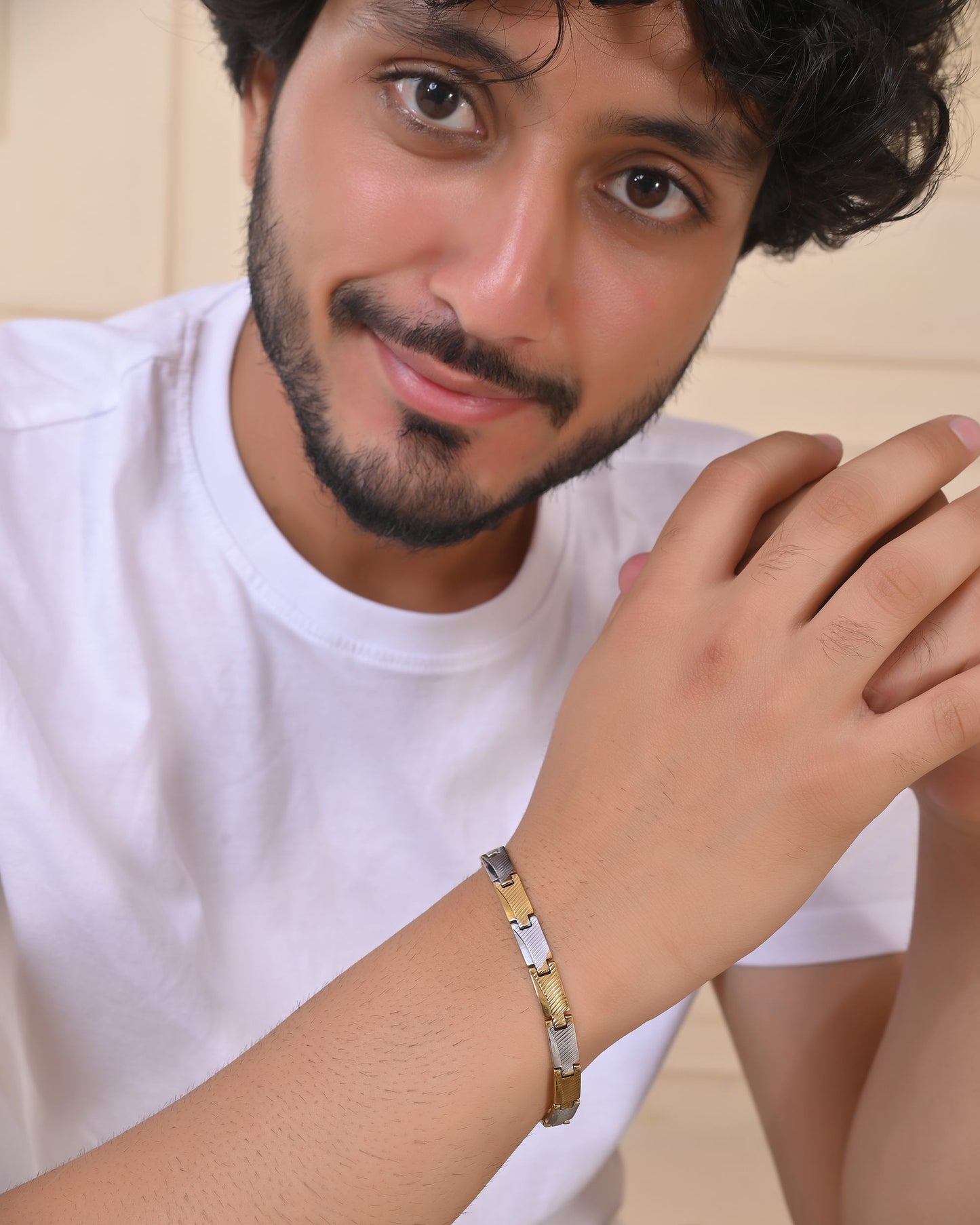 VOJ Dual Toned Alloy Bracelet For Men - Swadesiicart