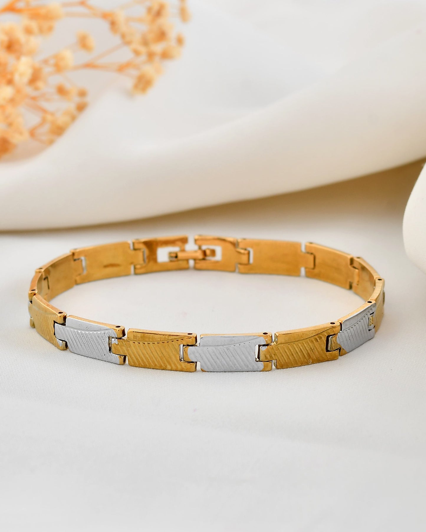 VOJ Dual Toned Alloy Bracelet For Men - Swadesiicart