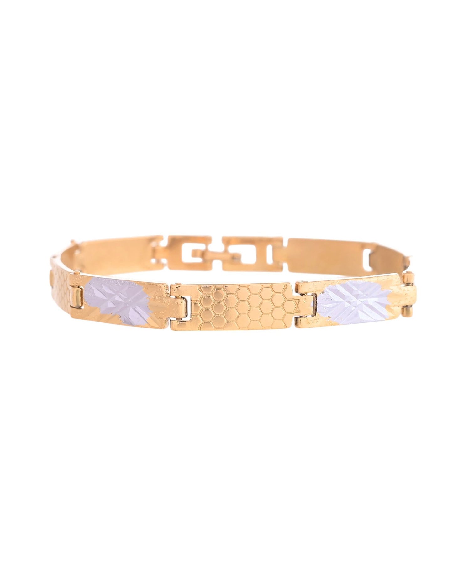 VOJ Dual Toned Alloy Textural Bracelet For Men - Swadesiicart