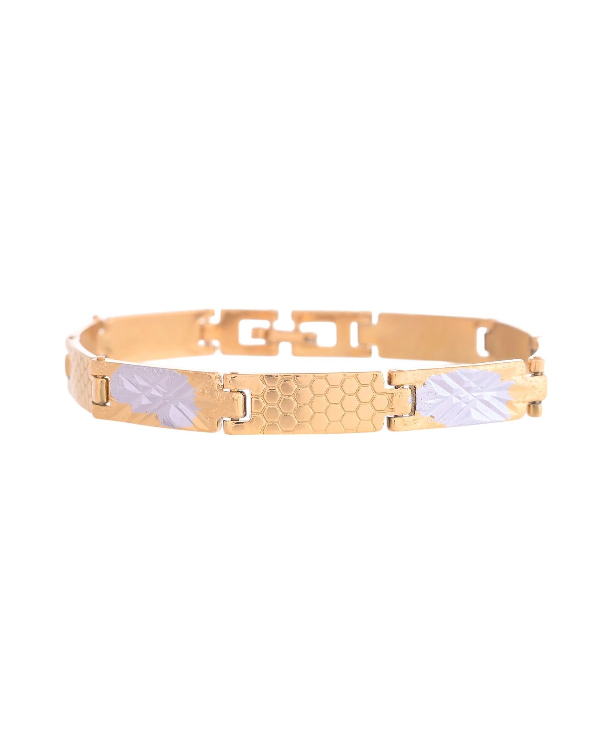 VOJ Dual Toned Alloy Textural Bracelet For Men - Swadesiicart