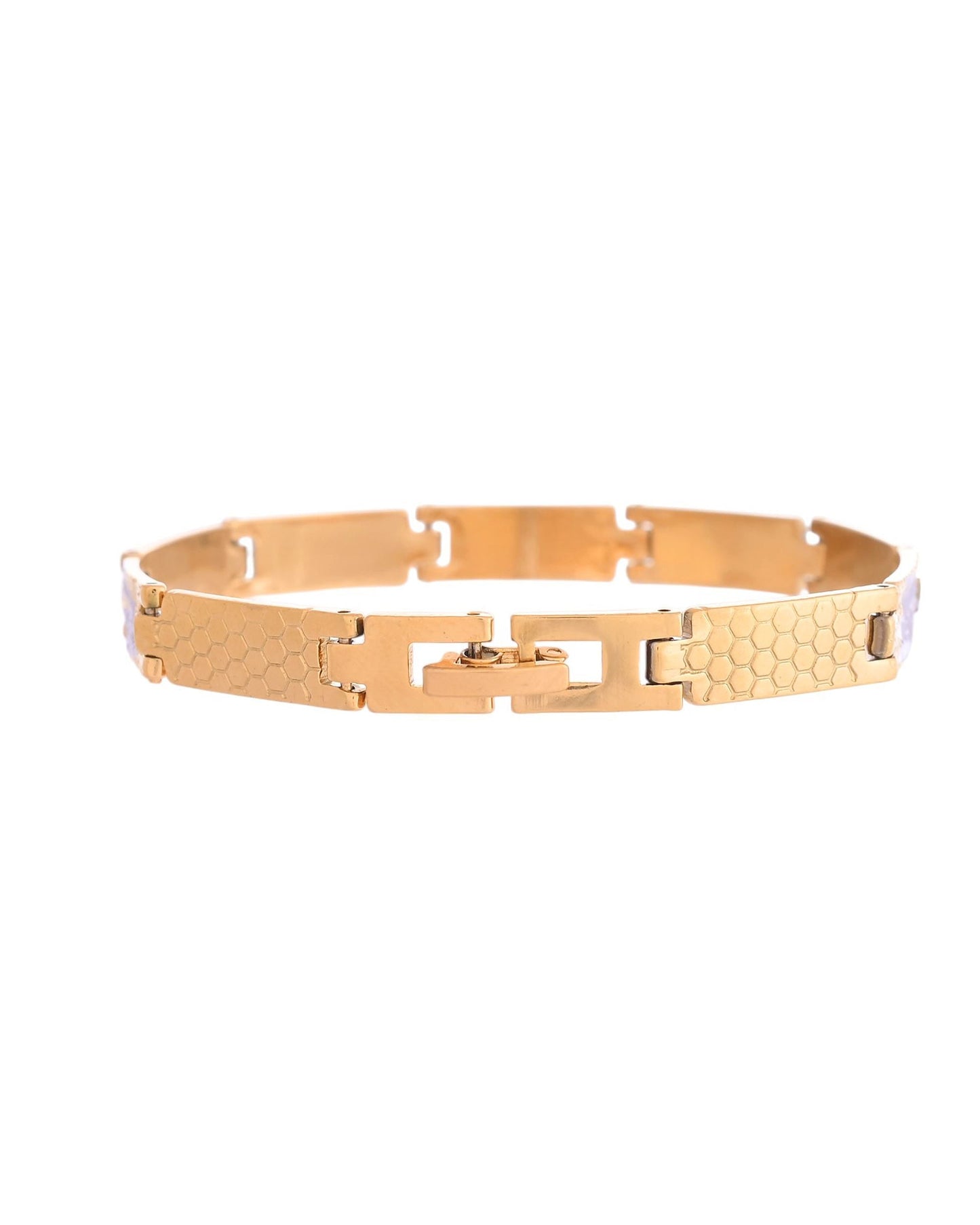 VOJ Dual Toned Alloy Textural Bracelet For Men - Swadesiicart