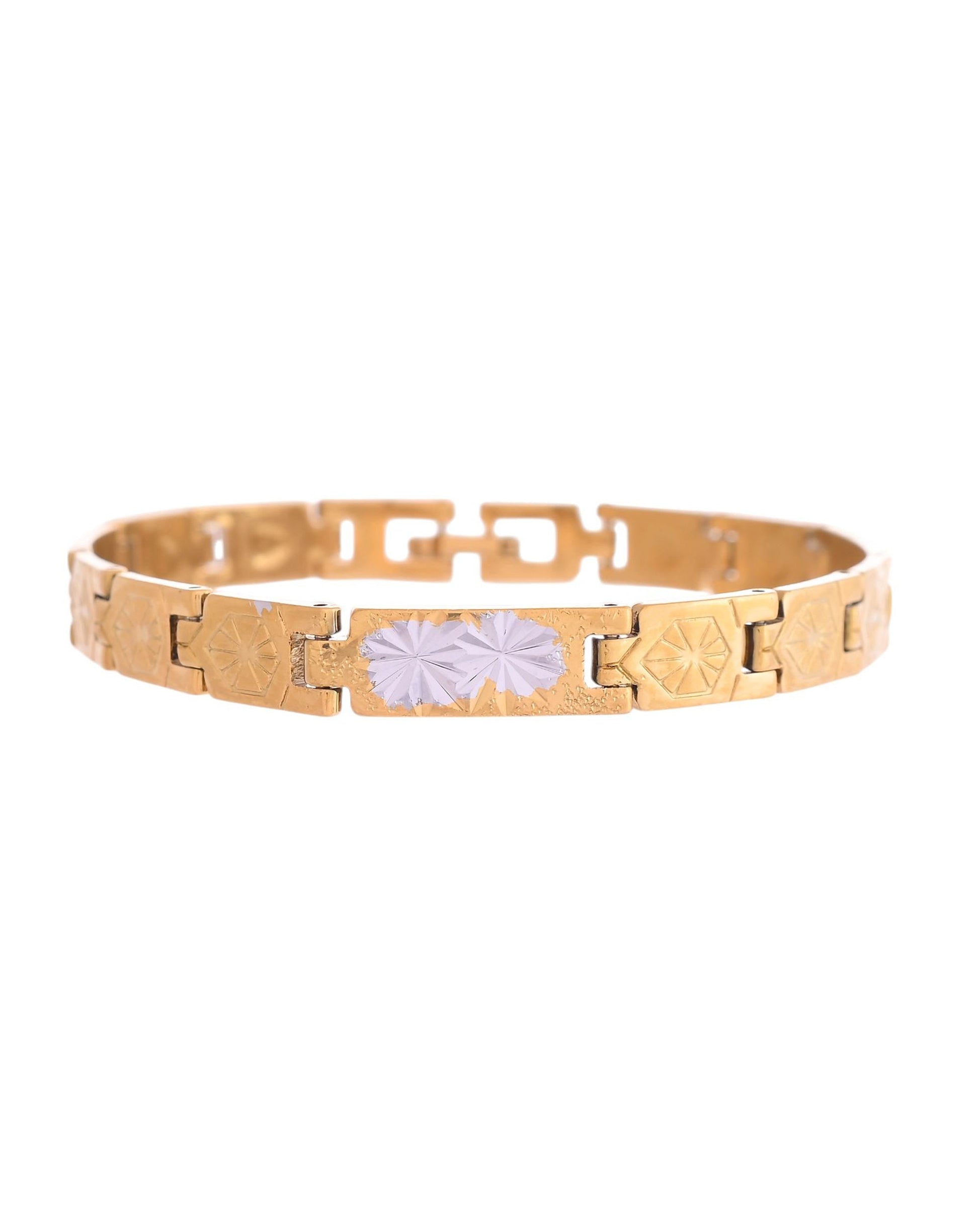VOJ Gold And Silver Toned Stainless Steel Textural Bracelet For Men - Swadesiicart