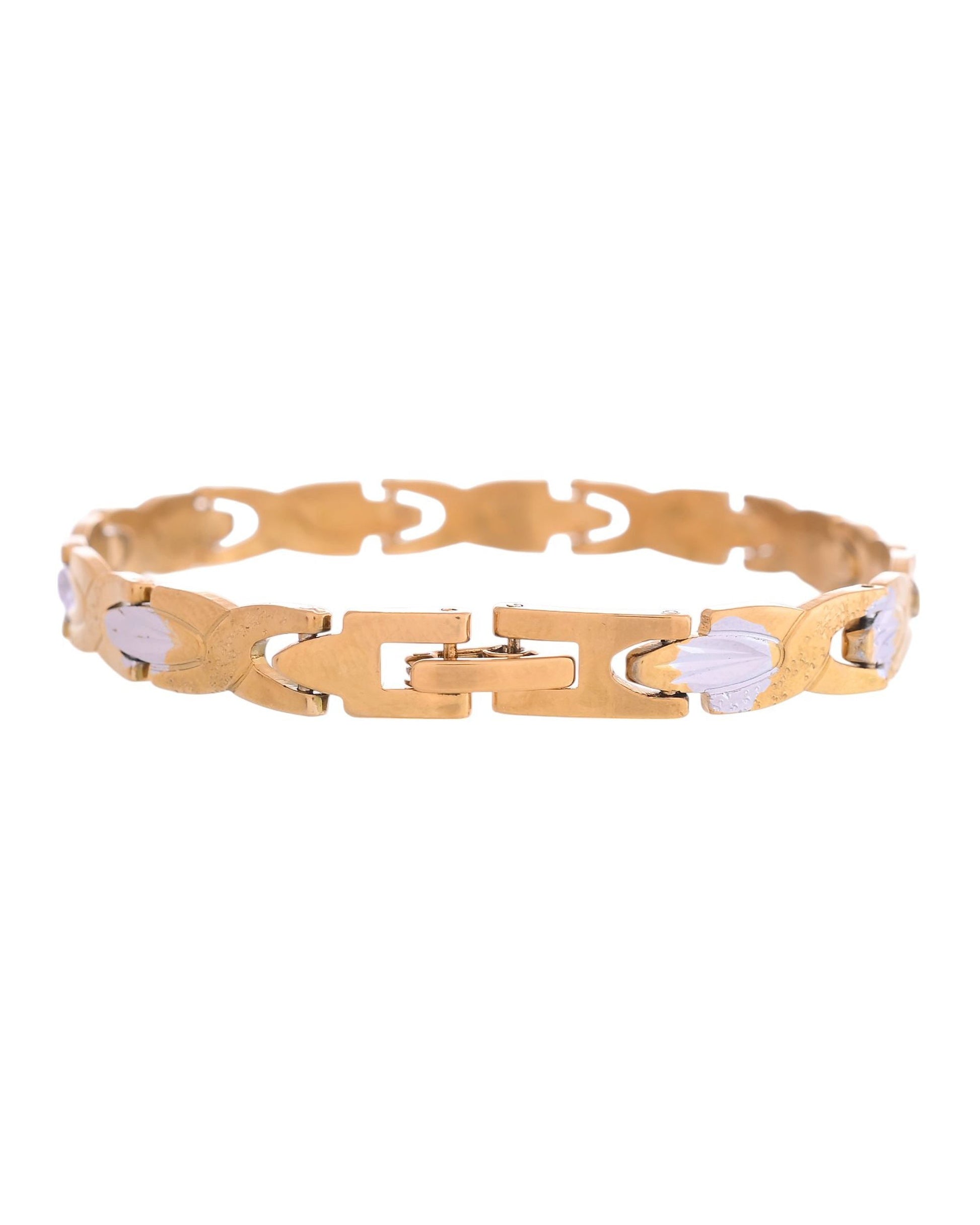 VOJ Gold And Silver Toned Stainless Steel Textural Linked Bracelet For Men - Swadesiicart
