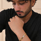 VOJ Gold And Silver Toned Stainless Steel Linked Bracelet For Men - Swadesiicart