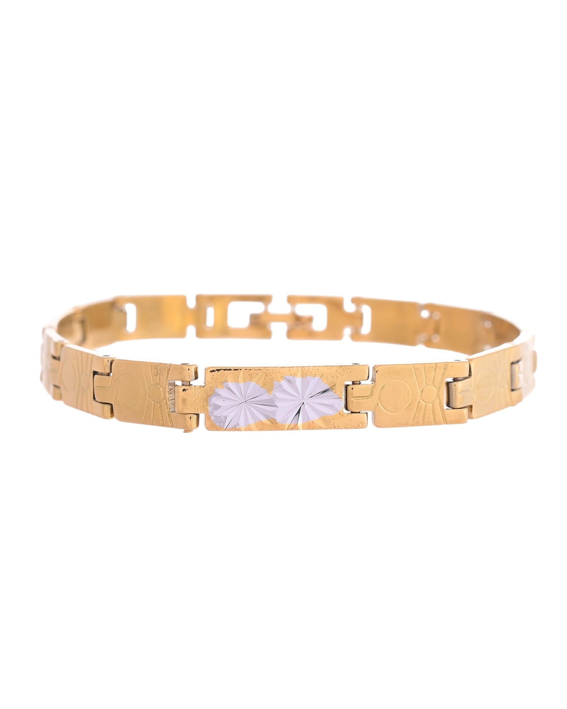 VOJ Gold And Silver Toned Stainless Steel Linked Bracelet For Men - Swadesiicart