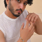 VOJ Gold And Silver Toned Stainless Steel Dolor Sign Bracelet For Men - Swadesiicart