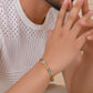 VOJ Gold And Silver Toned Stainless Steel Dolor Sign Bracelet For Men - Swadesiicart