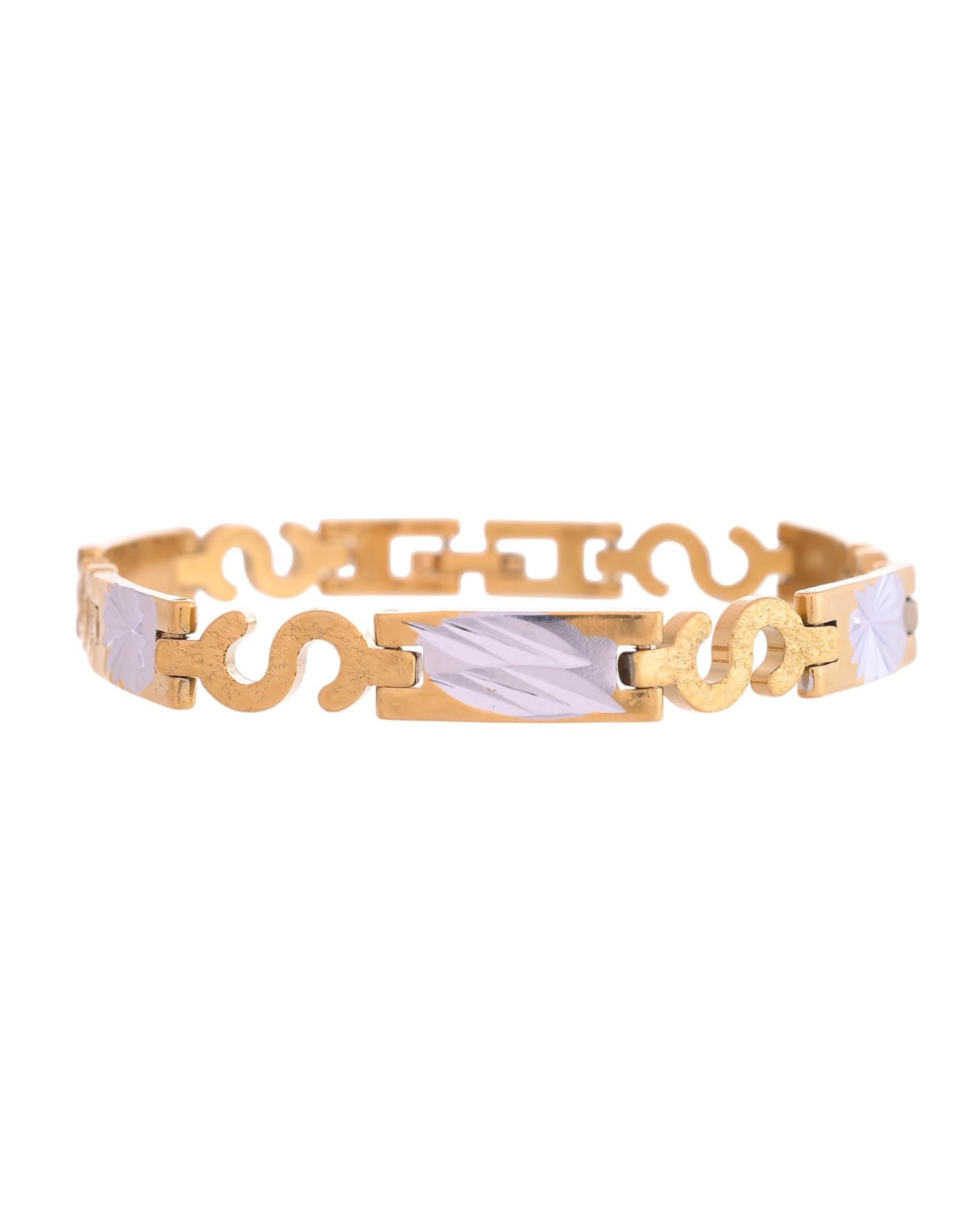 VOJ Gold And Silver Toned Stainless Steel Dolor Sign Bracelet For Men - Swadesiicart