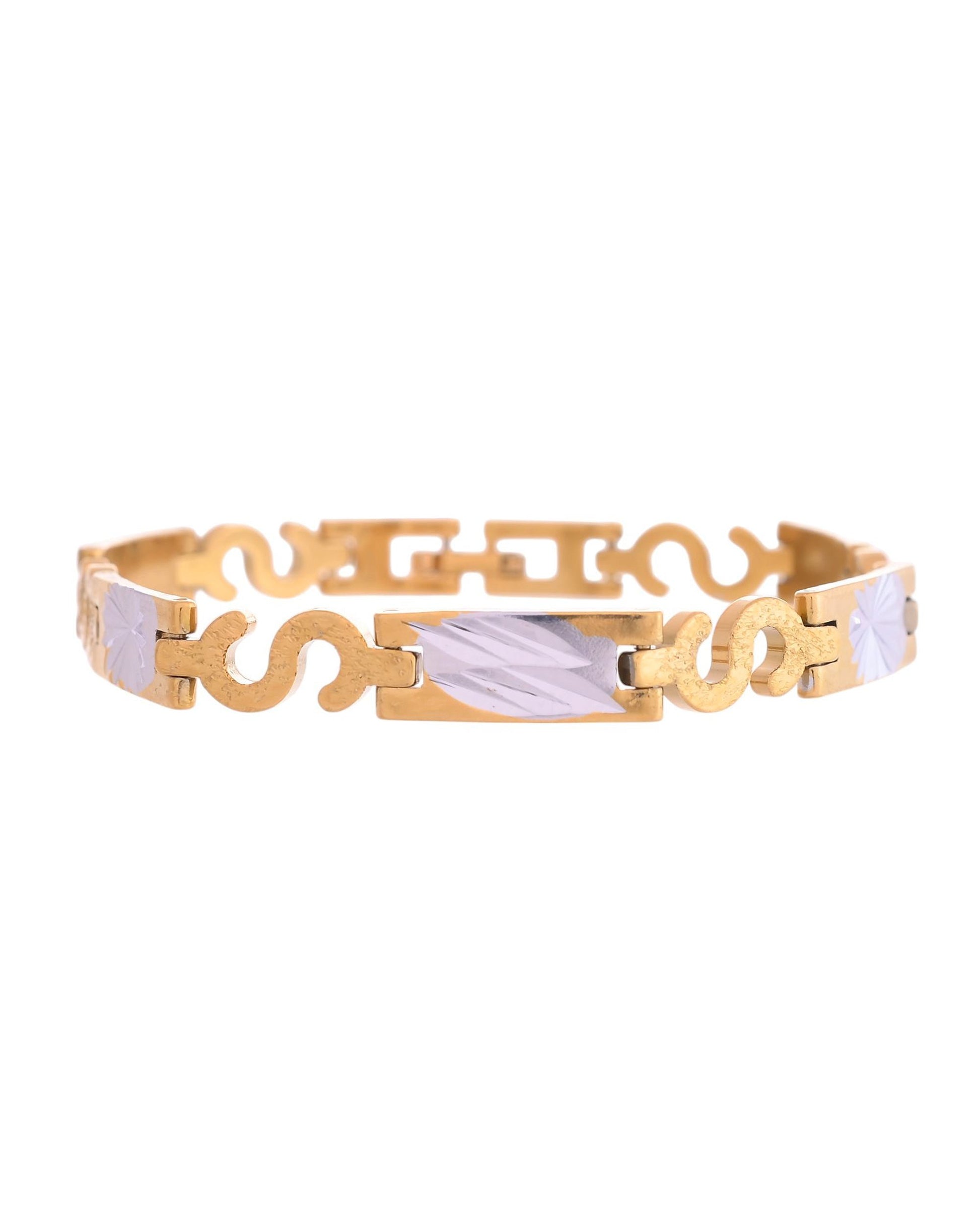 VOJ Gold And Silver Toned Stainless Steel Dolor Sign Bracelet For Men - Swadesiicart
