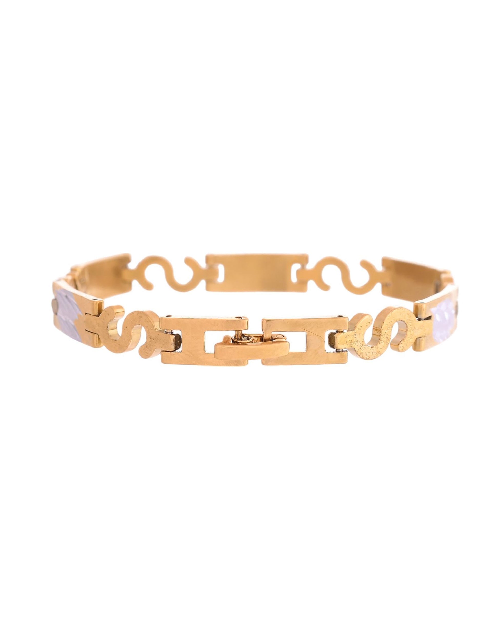 VOJ Gold And Silver Toned Stainless Steel Dolor Sign Bracelet For Men - Swadesiicart