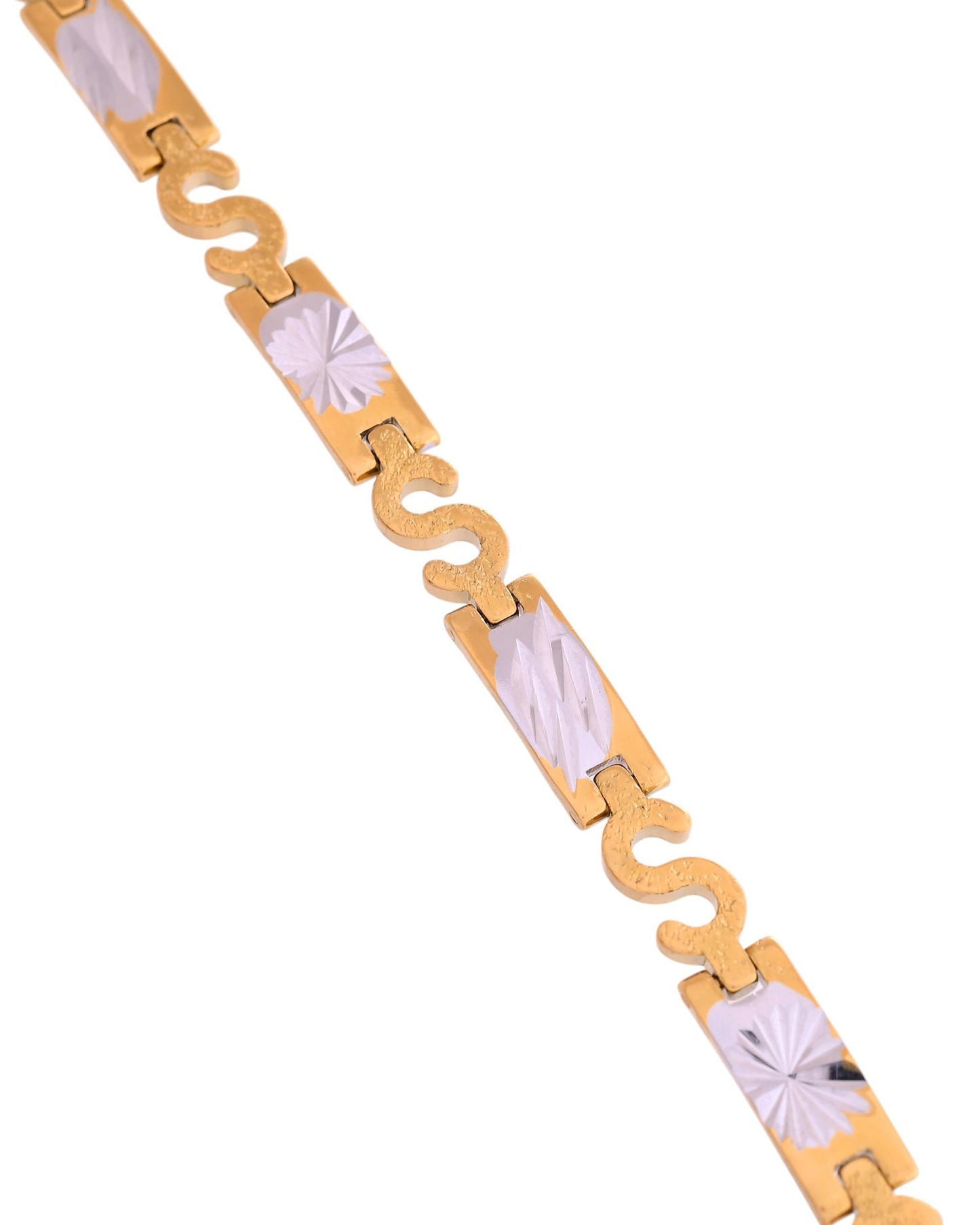 VOJ Gold And Silver Toned Stainless Steel Dolor Sign Bracelet For Men - Swadesiicart
