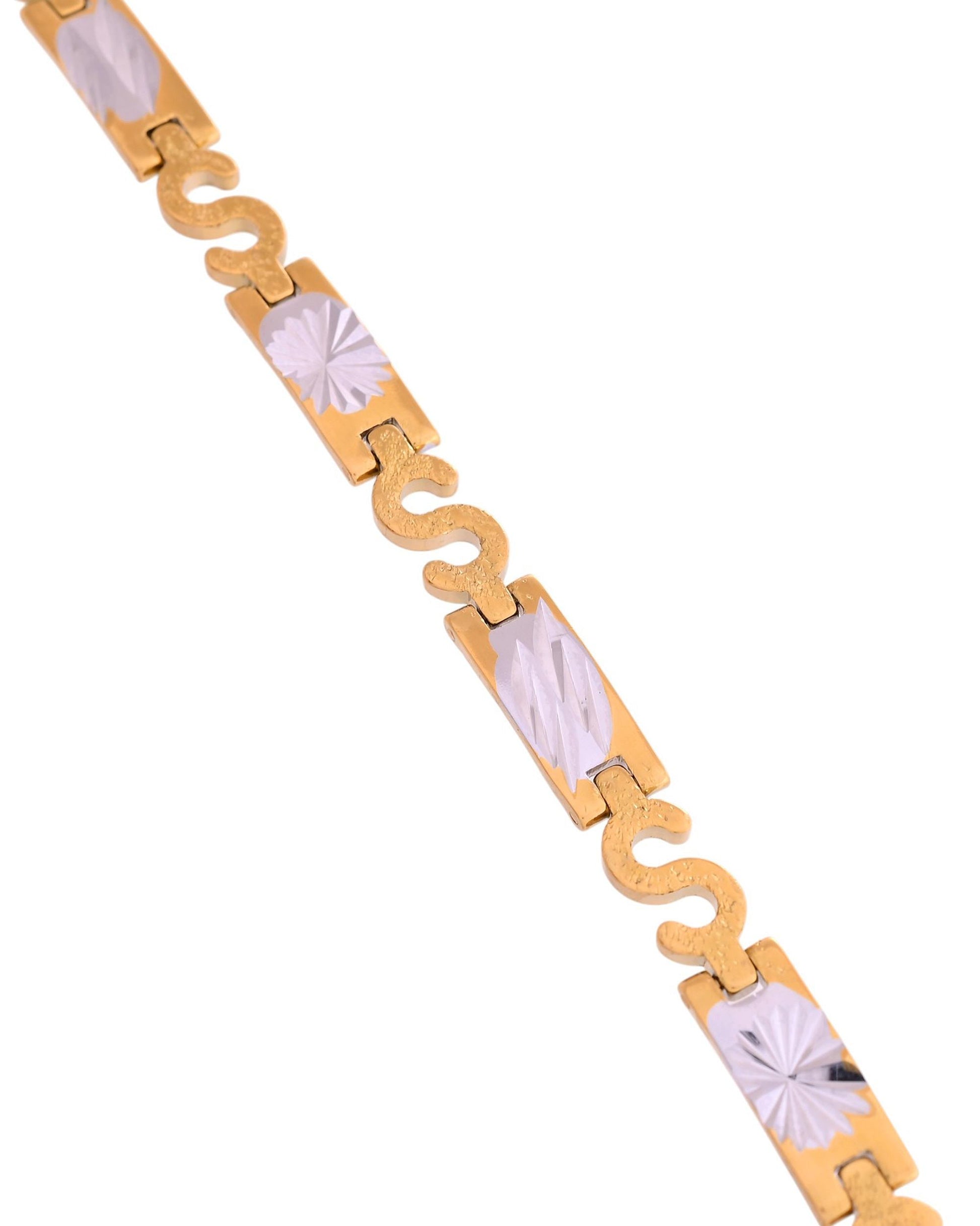 VOJ Gold And Silver Toned Stainless Steel Dolor Sign Bracelet For Men - Swadesiicart
