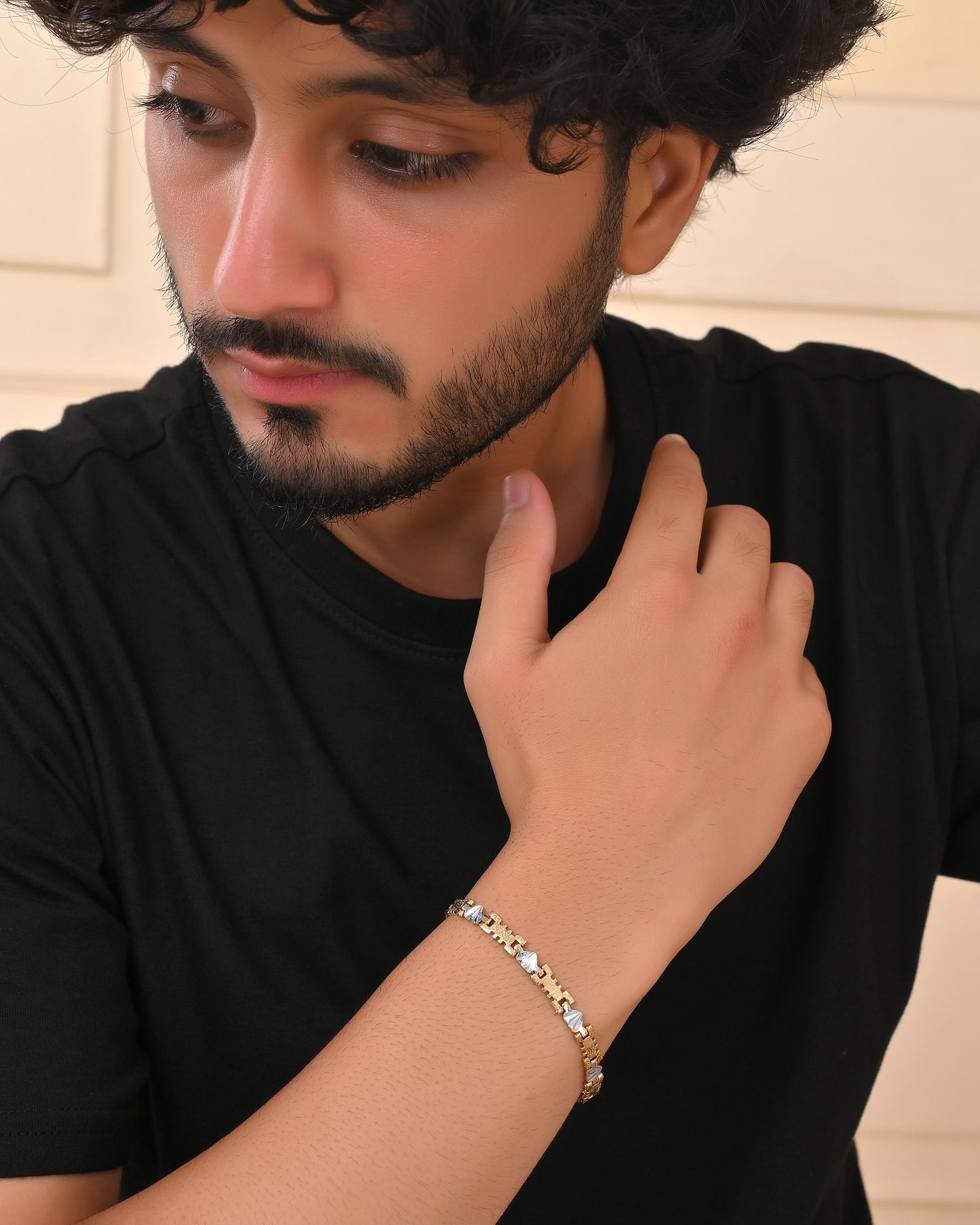 VOJ Gold And Silver Toned Stainless Steel Designer Bracelet For Men - Swadesiicart
