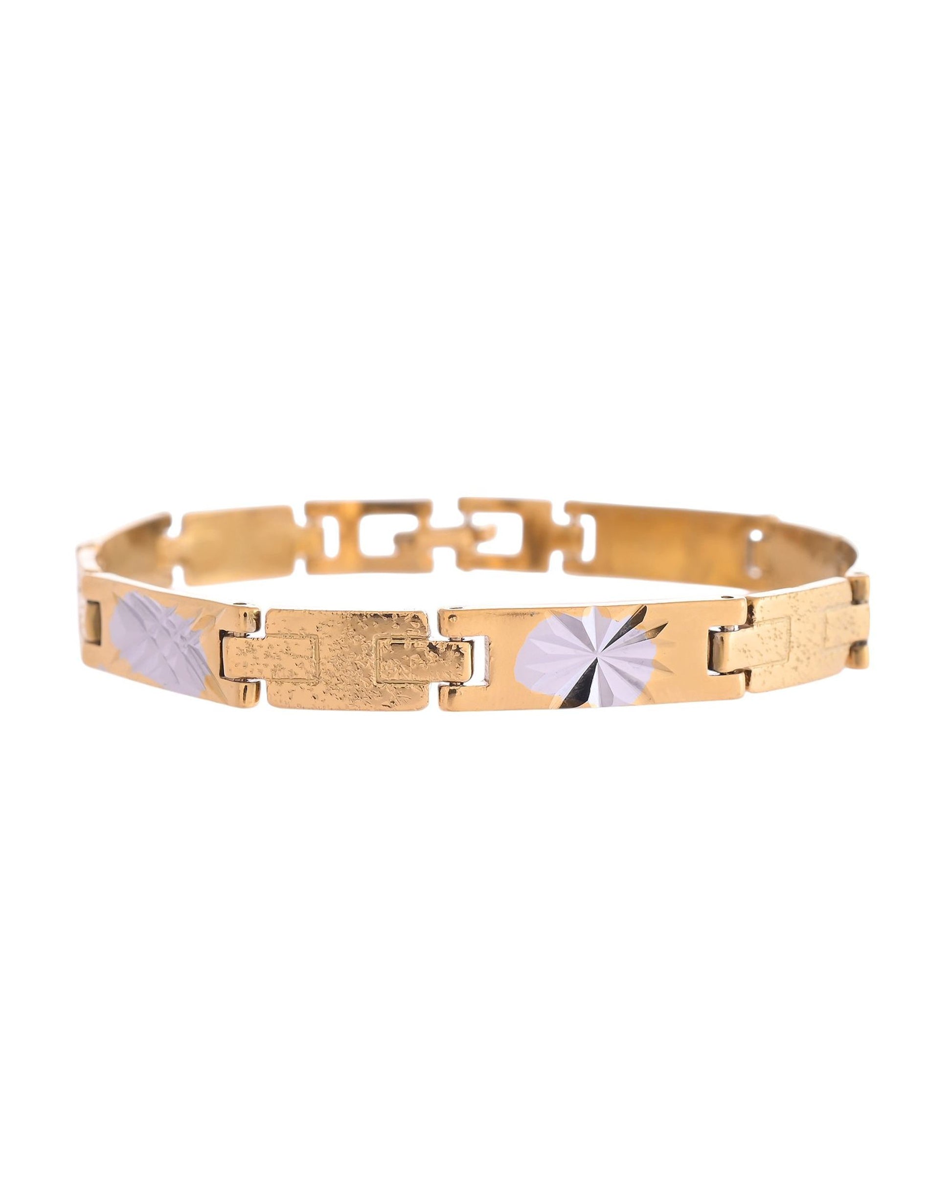 VOJ Gold And Silver Toned Stainless Steel Textural Designer Bracelet For Men - Swadesiicart