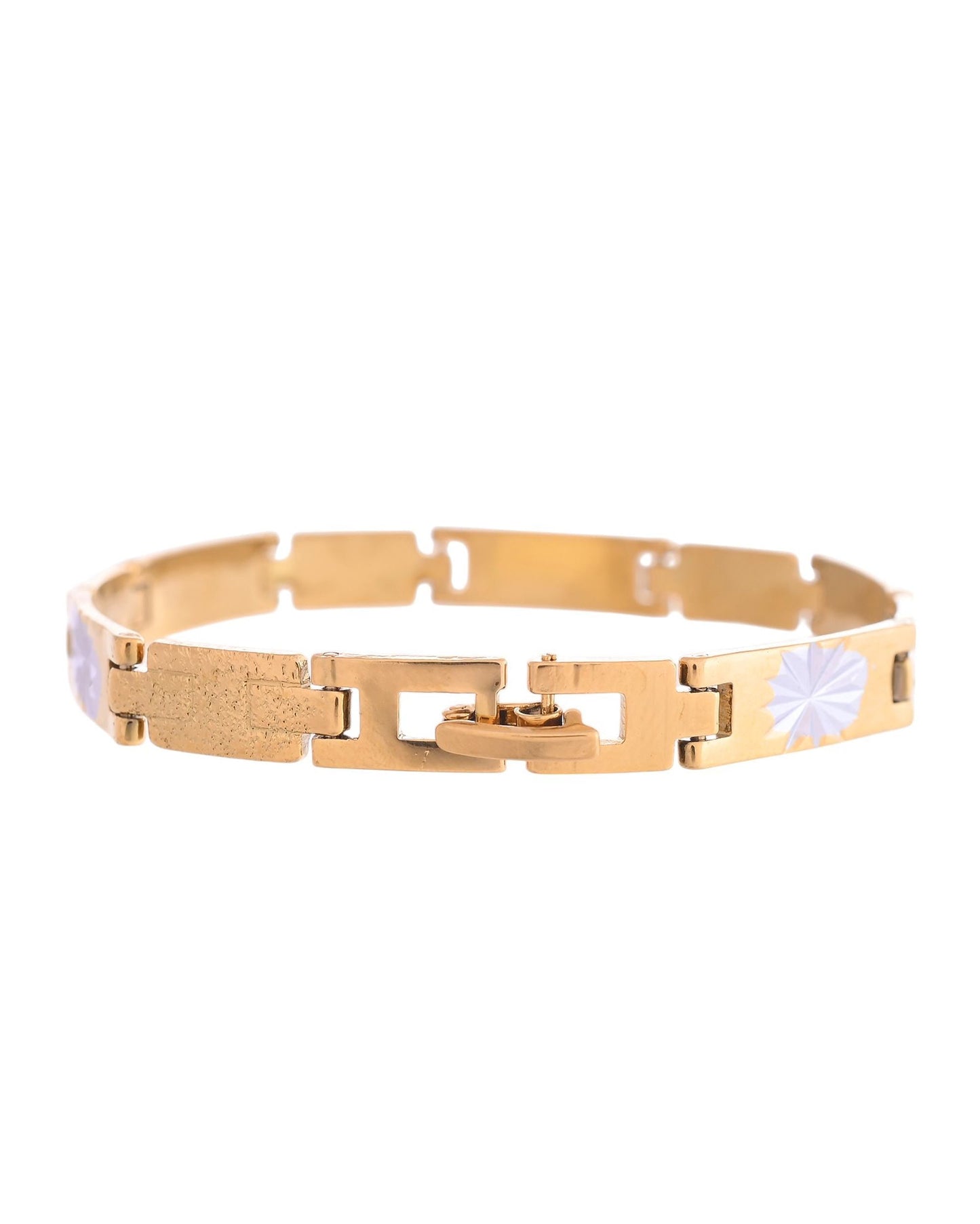 VOJ Gold And Silver Toned Stainless Steel Textural Designer Bracelet For Men - Swadesiicart