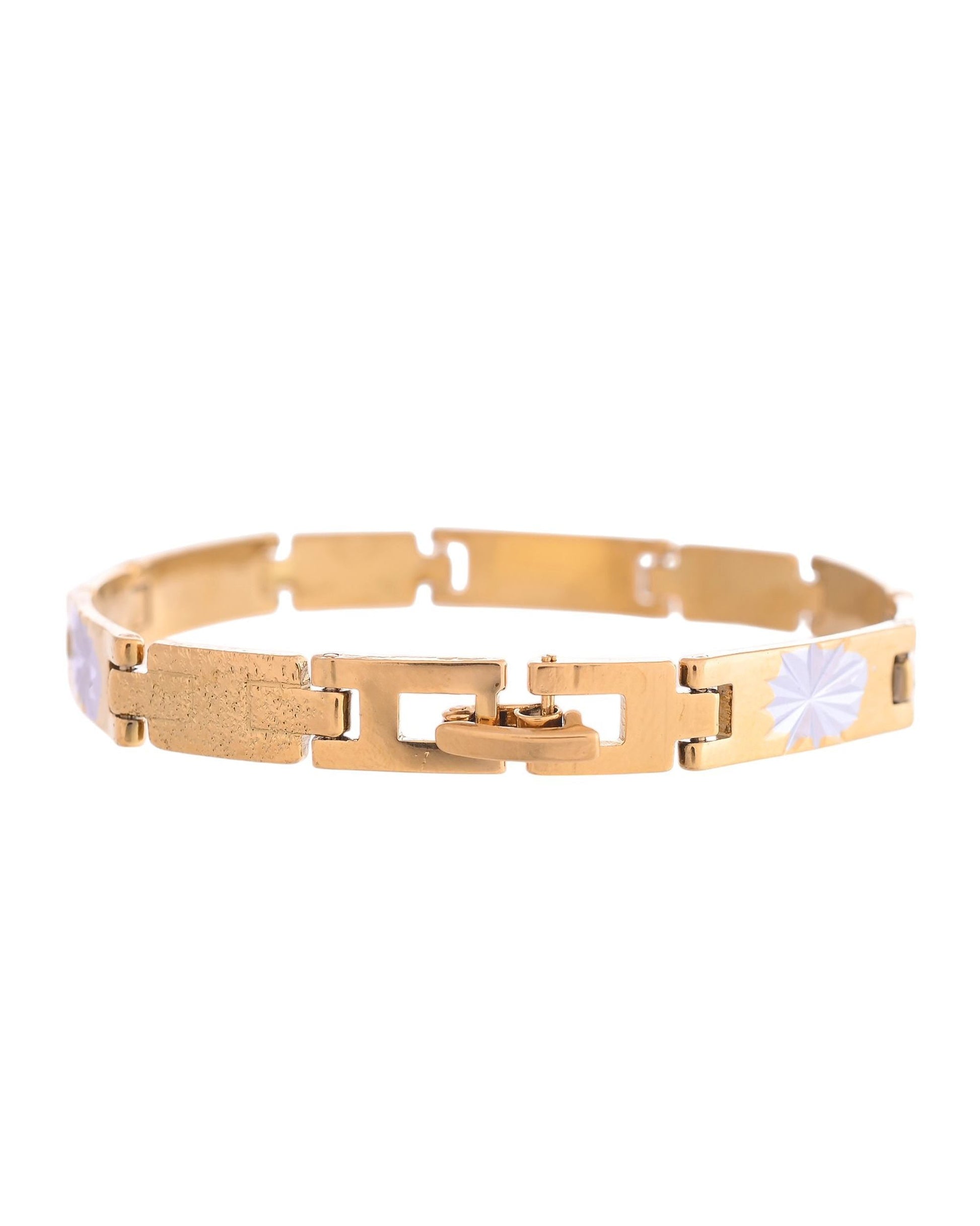 VOJ Gold And Silver Toned Stainless Steel Textural Designer Bracelet For Men - Swadesiicart