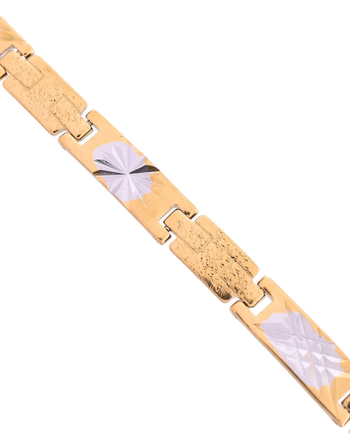 VOJ Gold And Silver Toned Stainless Steel Textural Designer Bracelet For Men - Swadesiicart