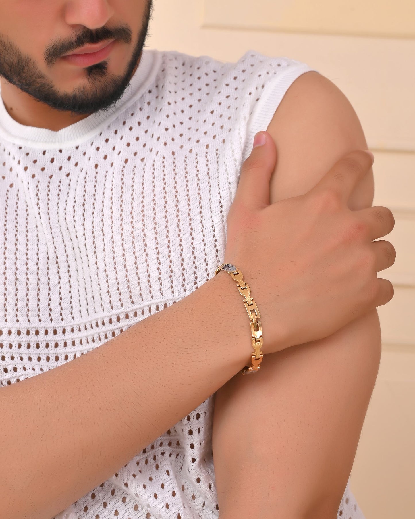 VOJ Dual Toned Textural Designer Bracelet For Men - Swadesiicart