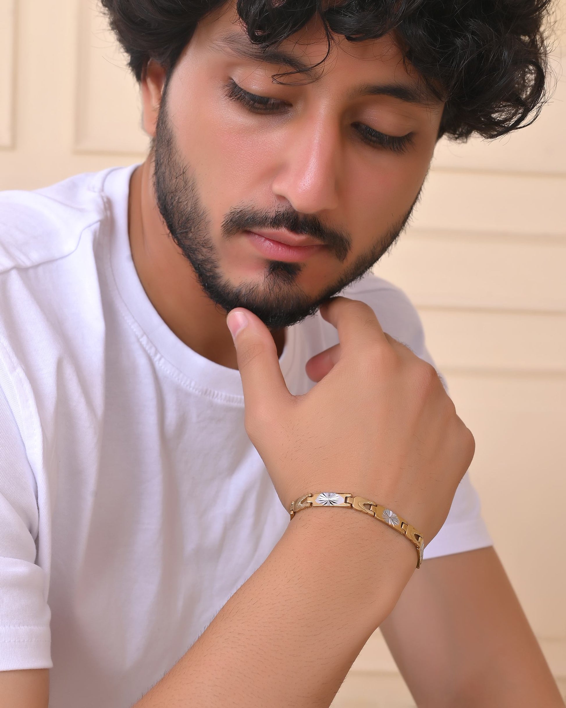VOJ Double Toned Textural Designer Bracelet For Men - Swadesiicart