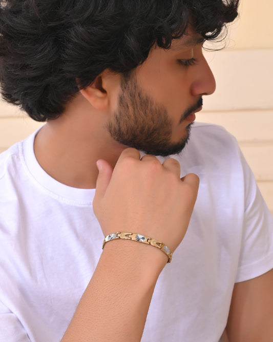 VOJ Double Toned Textural Designer Bracelet For Men - Swadesiicart