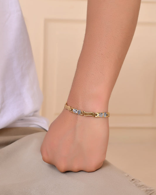 VOJ Double Toned Textural Designer Linked Bracelet For Men - Swadesiicart