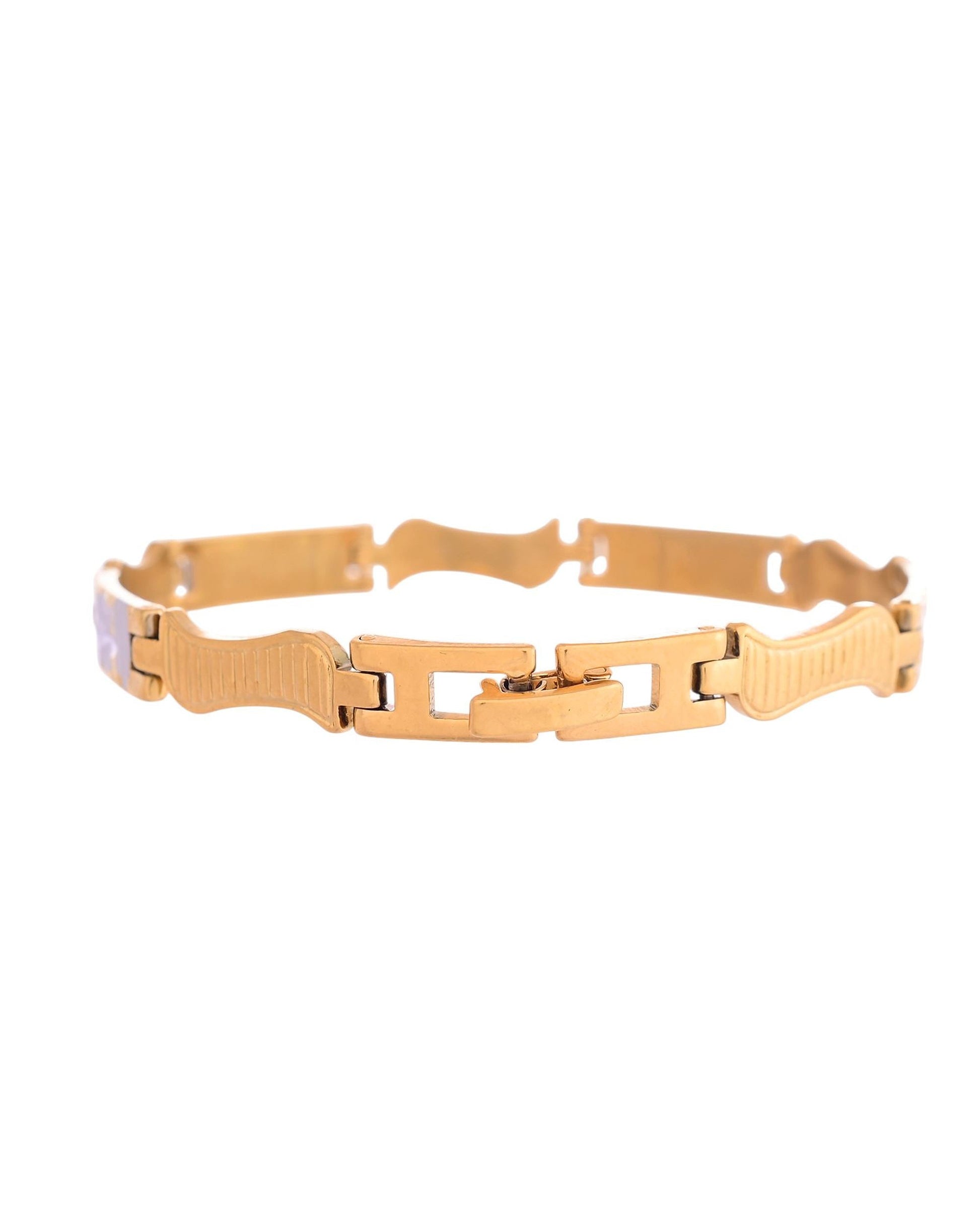 VOJ Double Toned Textural Designer Linked Bracelet For Men - Swadesiicart