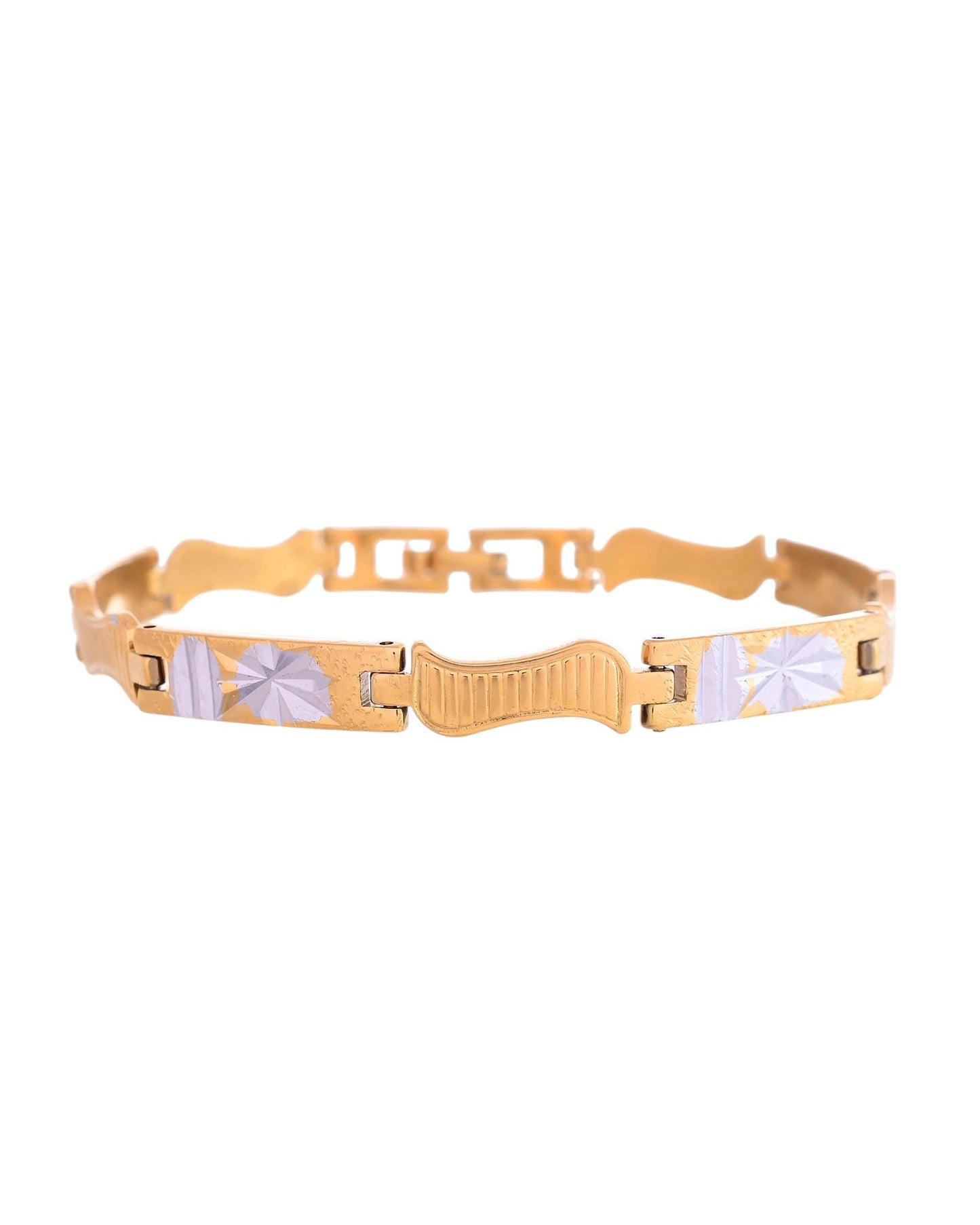 VOJ Double Toned Textural Designer Linked Bracelet For Men - Swadesiicart