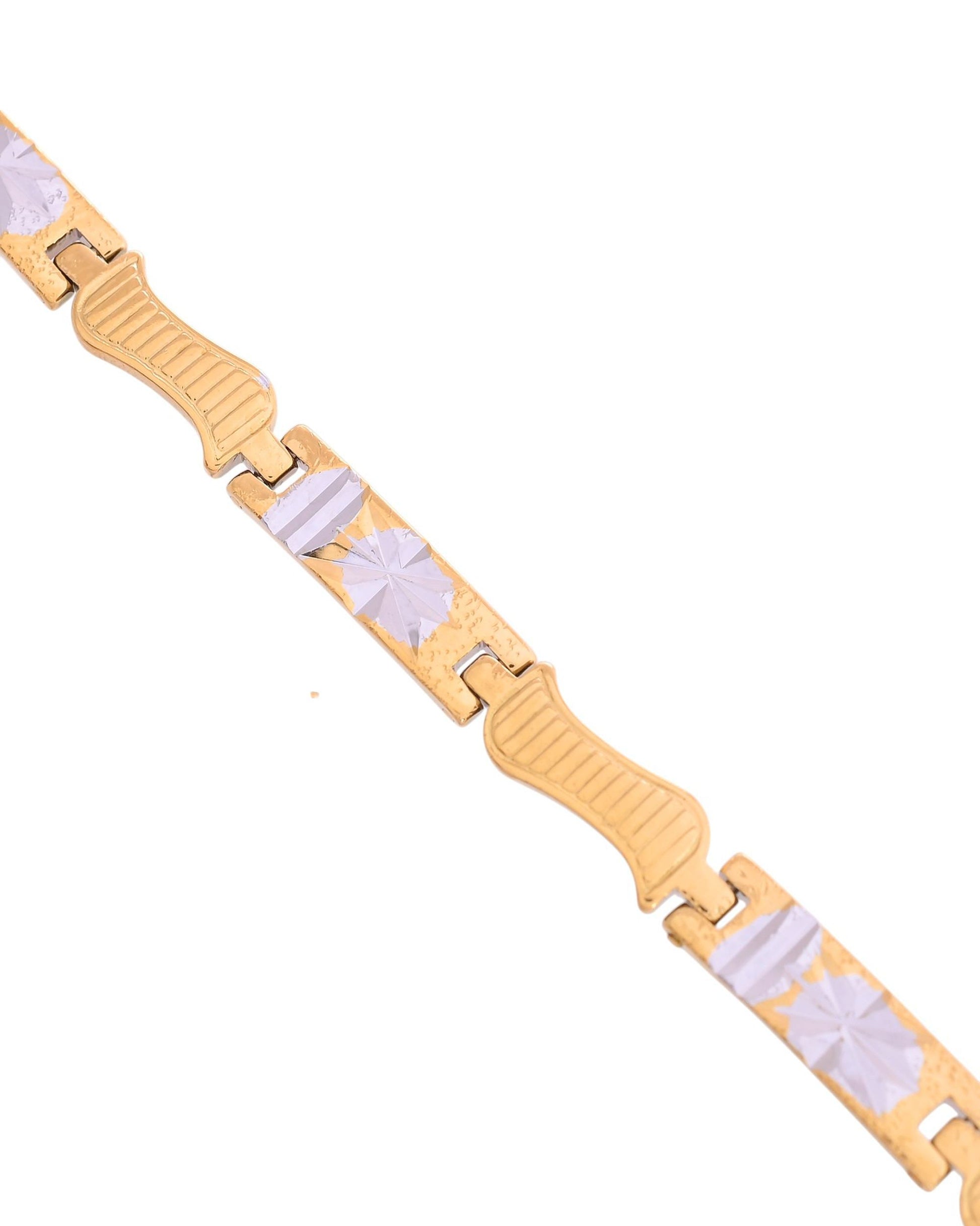 VOJ Double Toned Textural Designer Linked Bracelet For Men - Swadesiicart