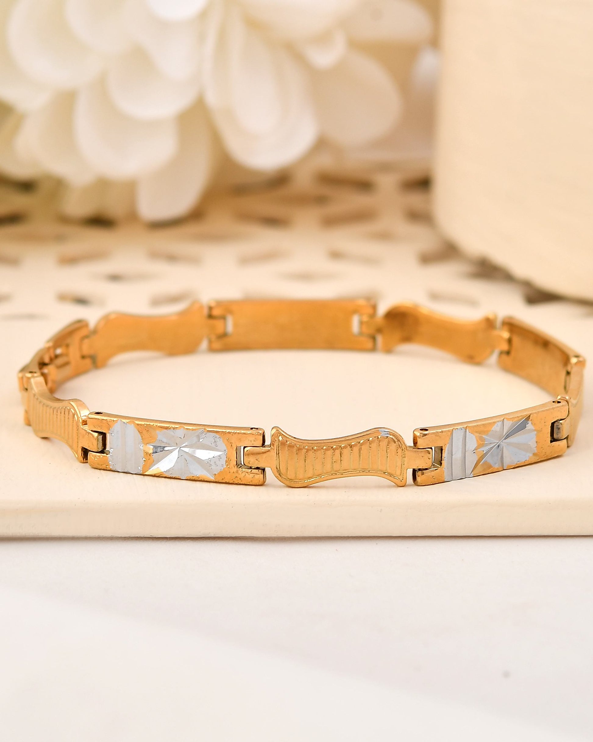 VOJ Double Toned Textural Designer Linked Bracelet For Men - Swadesiicart