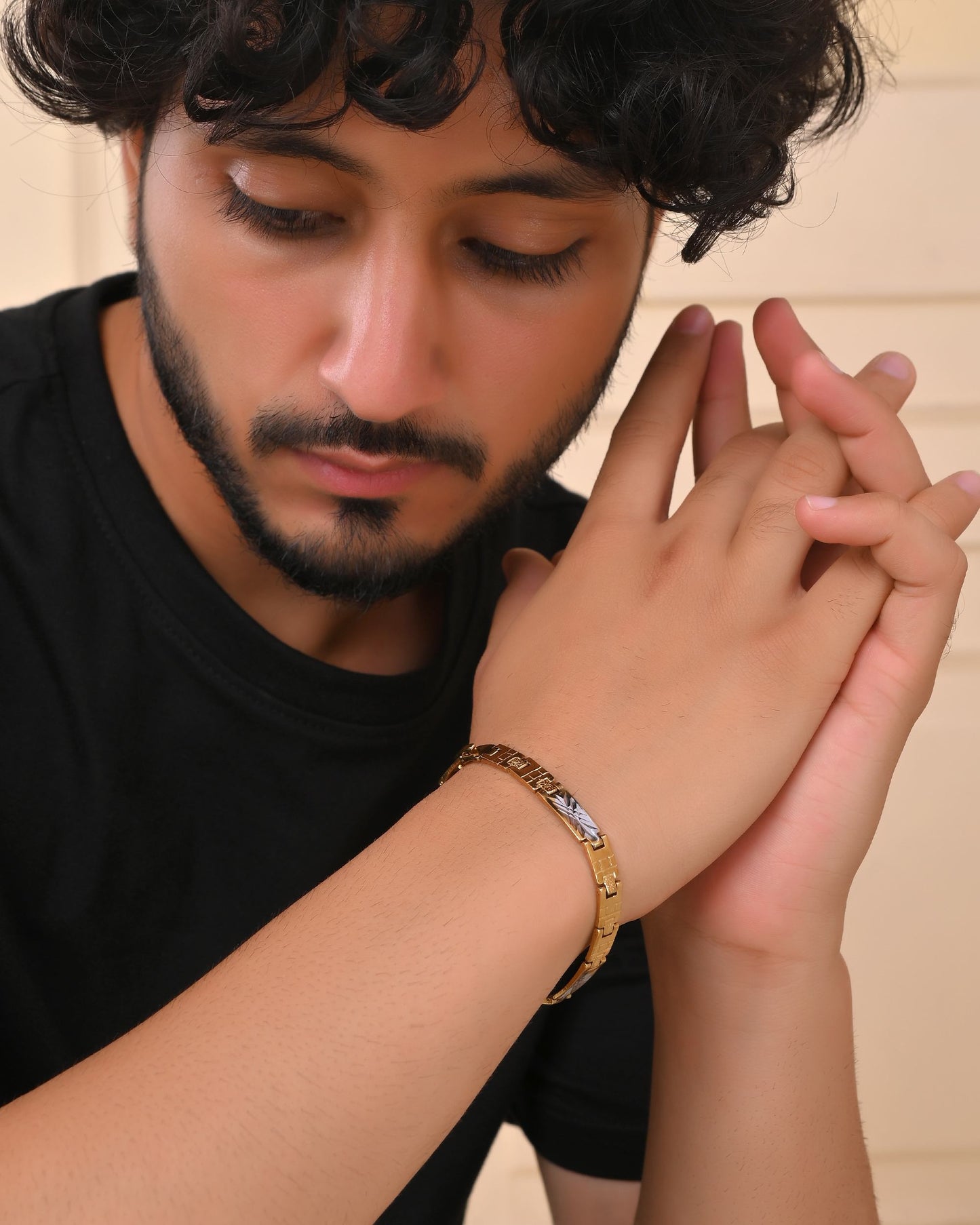 VOJ Dual Plated Textural Designed Linked Bracelet For Men - Swadesiicart