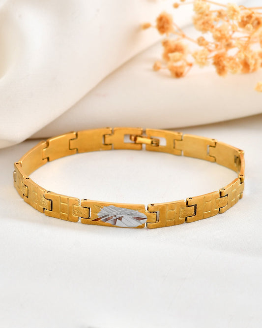 VOJ Dual Plated Textural Designed Linked Bracelet For Men - Swadesiicart