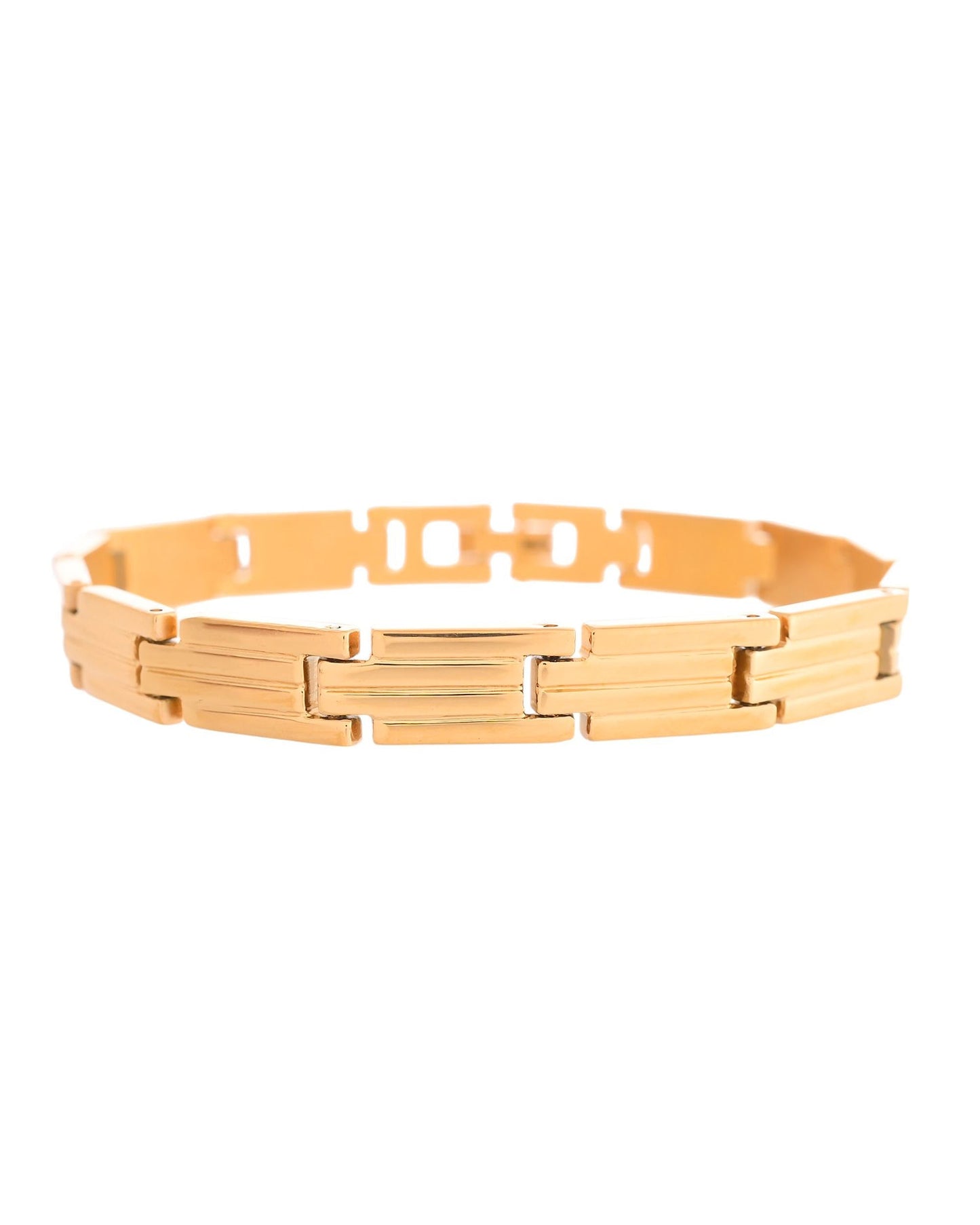 VOJ Gold Polished Linked Designed Bracelet For Men's - Swadesiicart