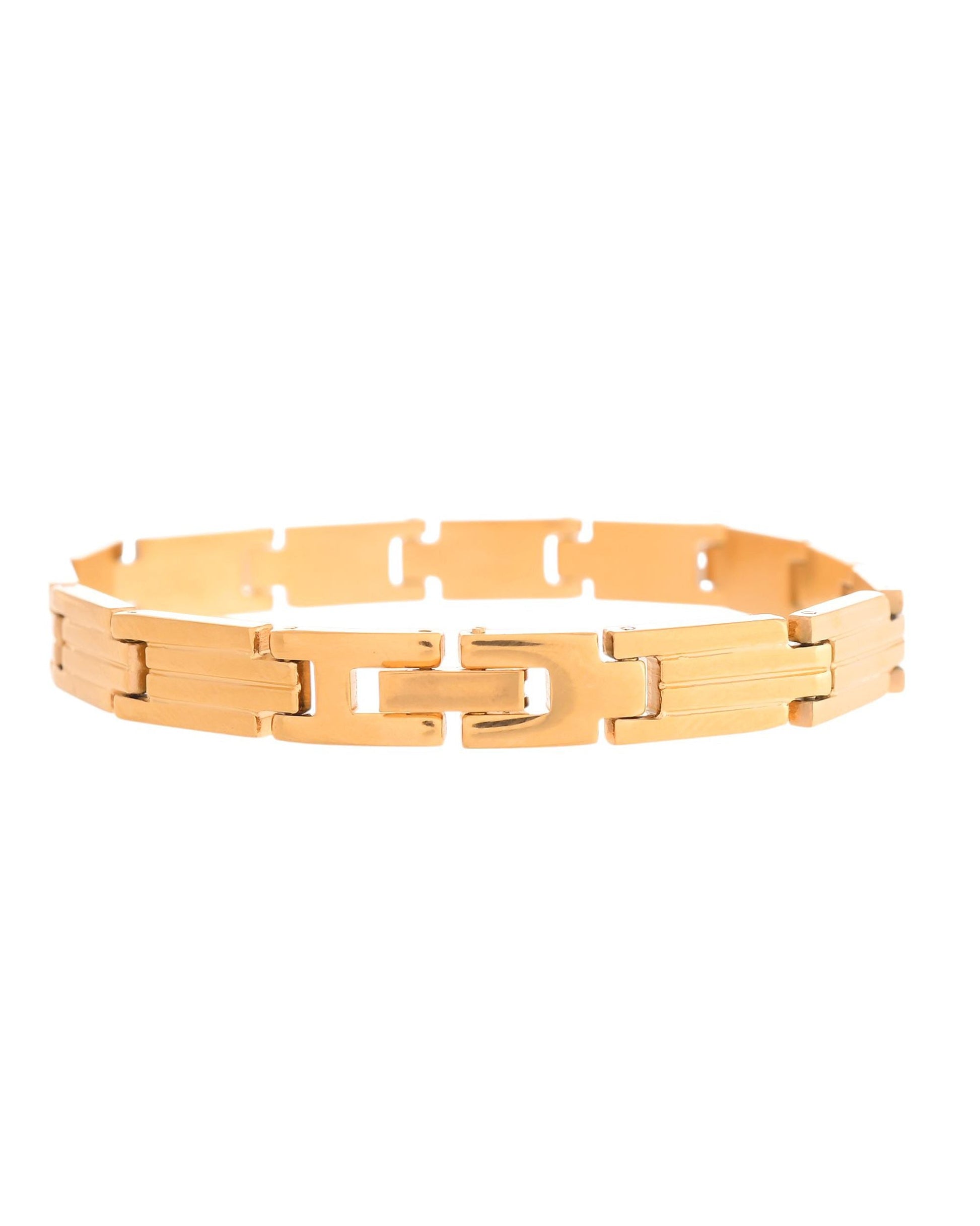 VOJ Gold Polished Linked Designed Bracelet For Men's - Swadesiicart